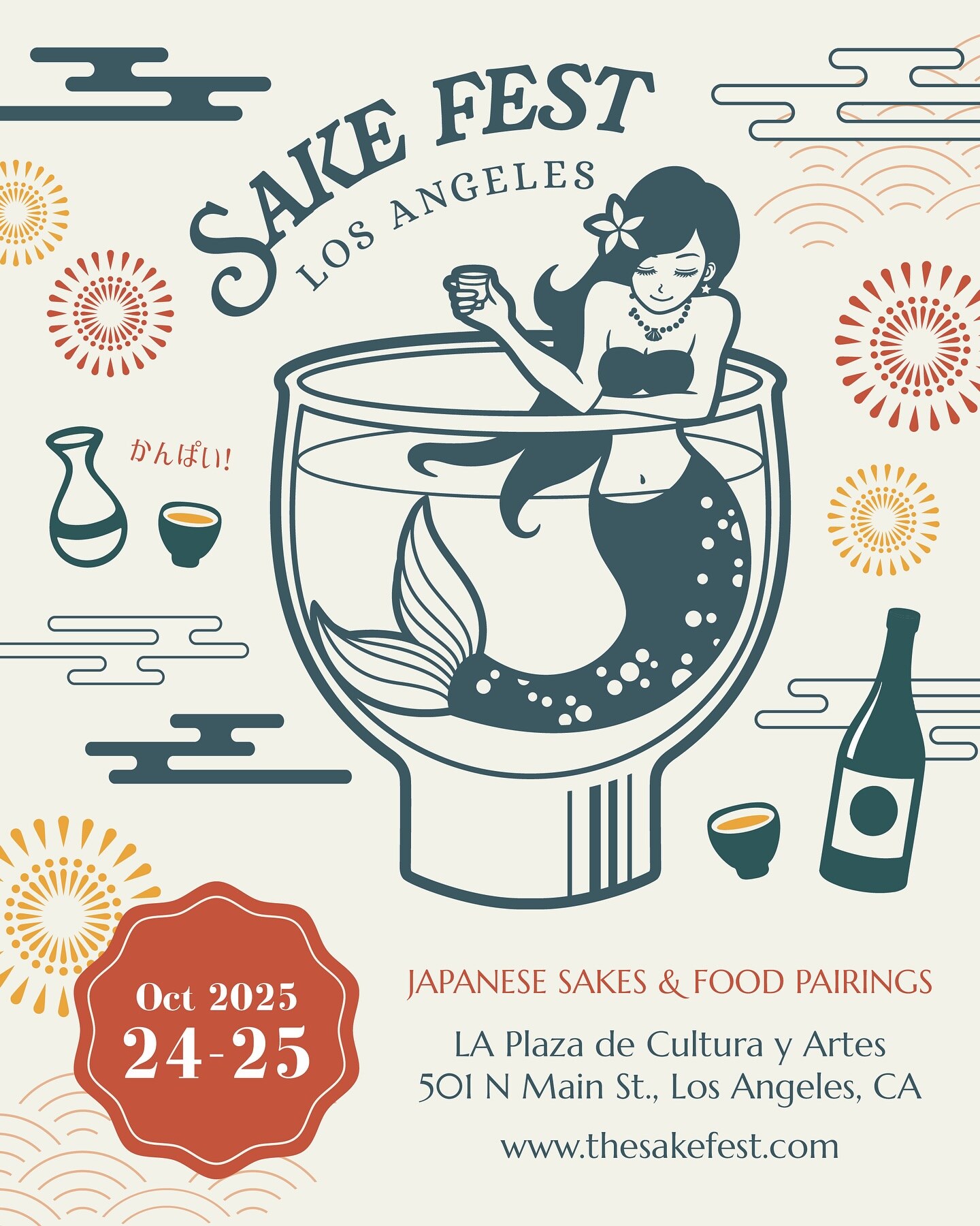 Sake Fest Los Angeles artwork for October 24 and 25, 2025 at LA Plaza de Cultura y Artes