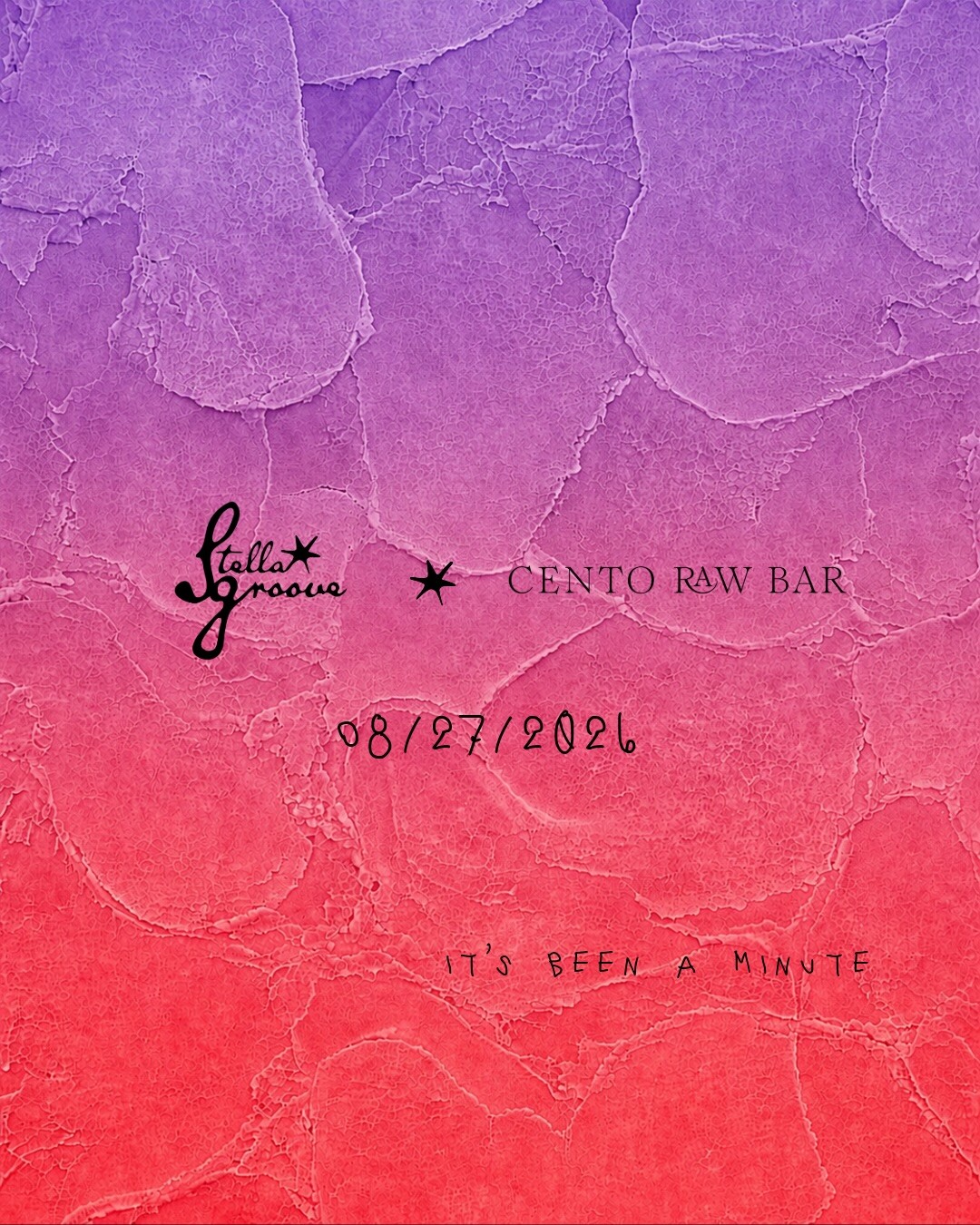 Event artwork for Stella Groove at Cento Raw Bar