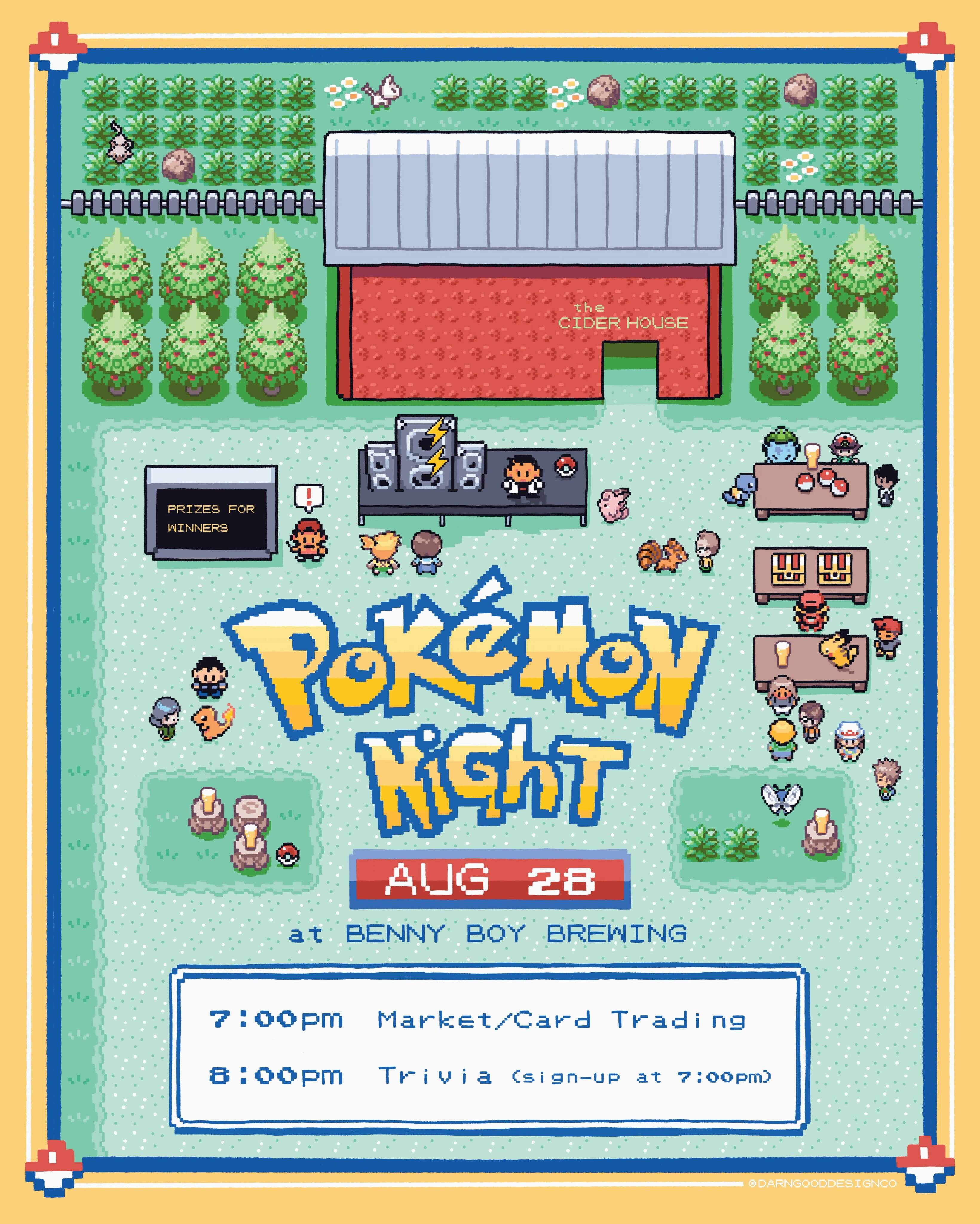 Event artwork for Pokémon Night at Benny Boy