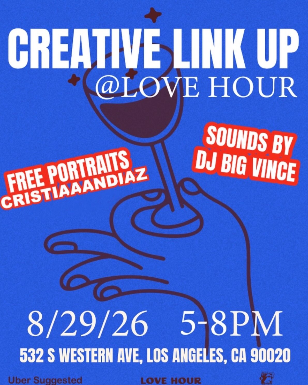 Blue Creative Link Up flyer for Love Hour