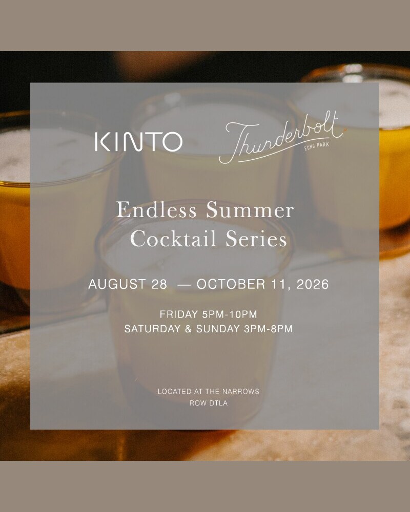 KINTO x Thunderbolt artwork for the Endless Summer Cocktail Series residency at ROW DTLA, Fridays to Sundays 4 to 8pm.