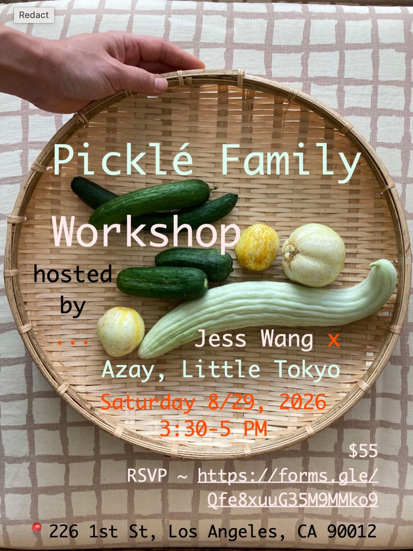 Event artwork for Picklé Family Workshop at Azay