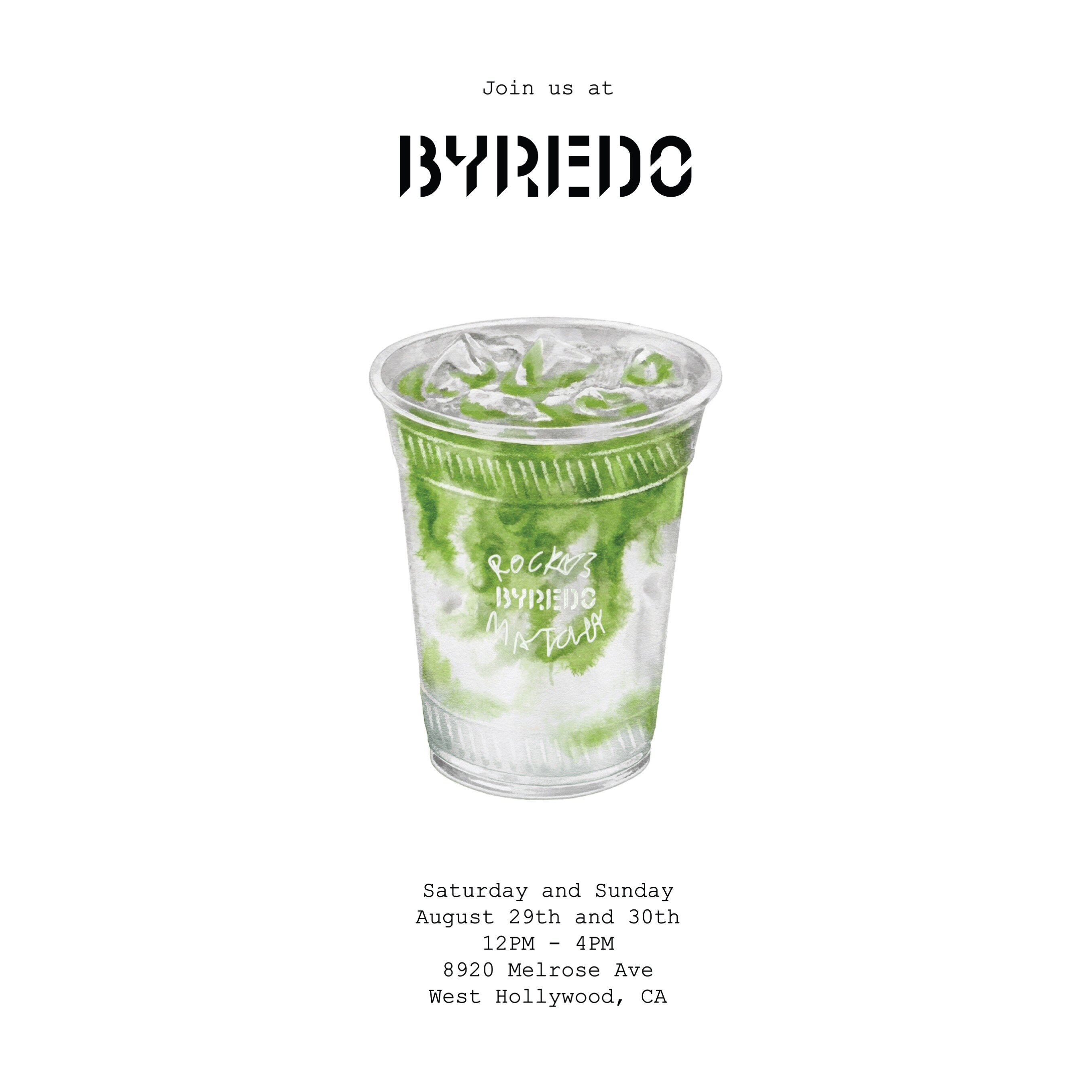 Event artwork for Rocky's Matcha at BYREDO
