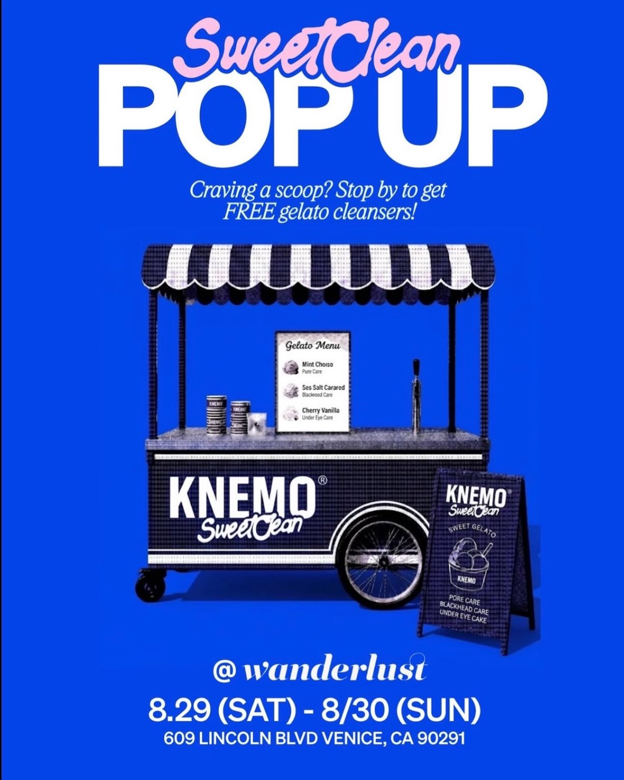 Blue SweetClean pop-up flyer offering free gelato cleansers