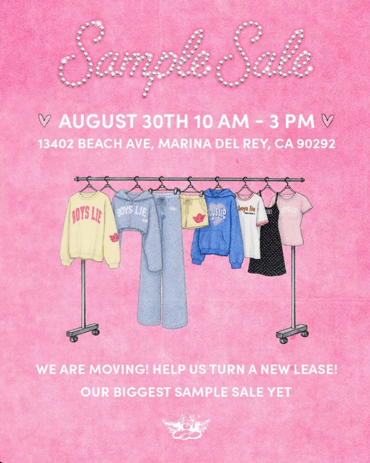 Pink Boys Lie sample sale flyer