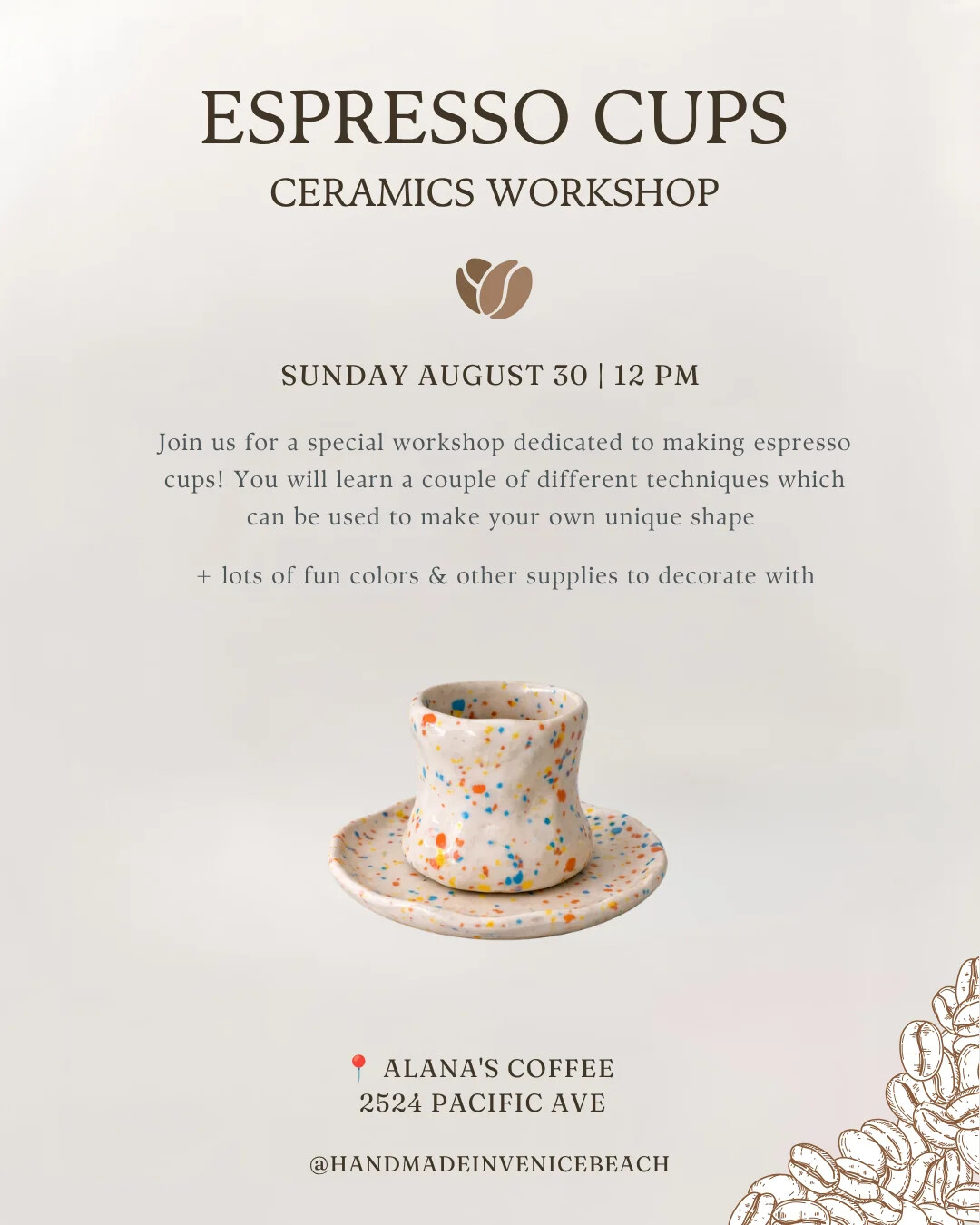 Event artwork for Espresso Cups at Alana's Coffee