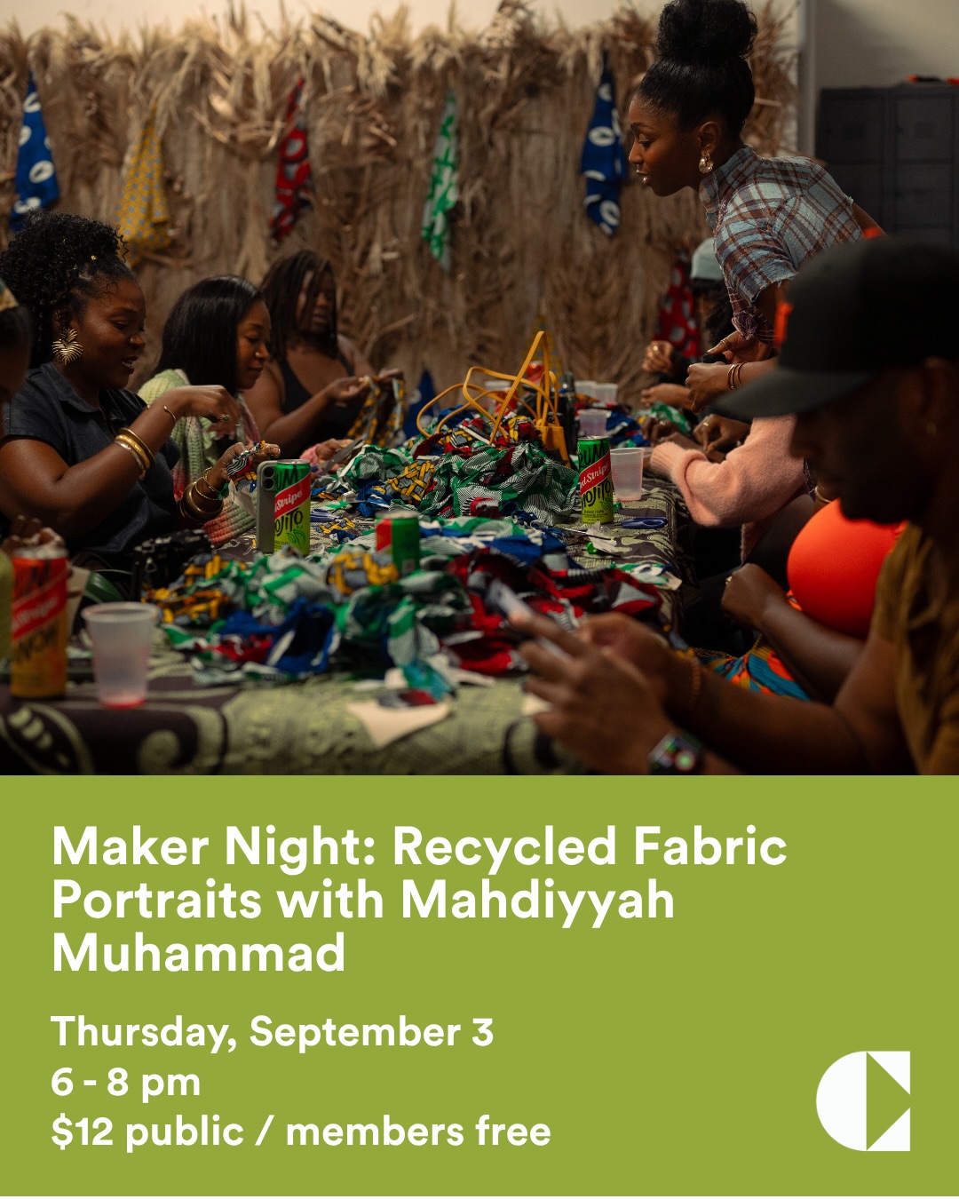 Maker Night: Recycled Fabric Portraits event flyer