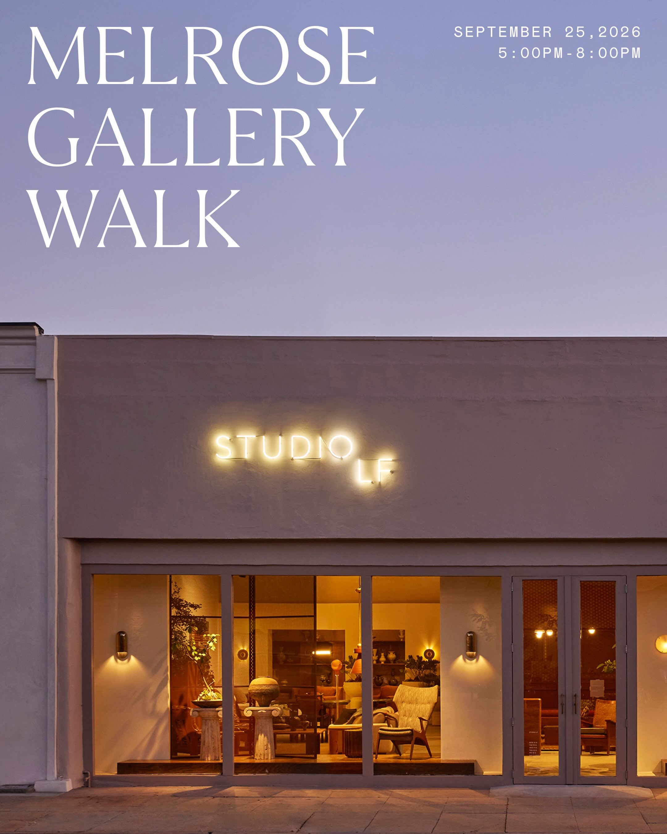 Melrose Gallery Walk flyer for September 3 at Studio LF