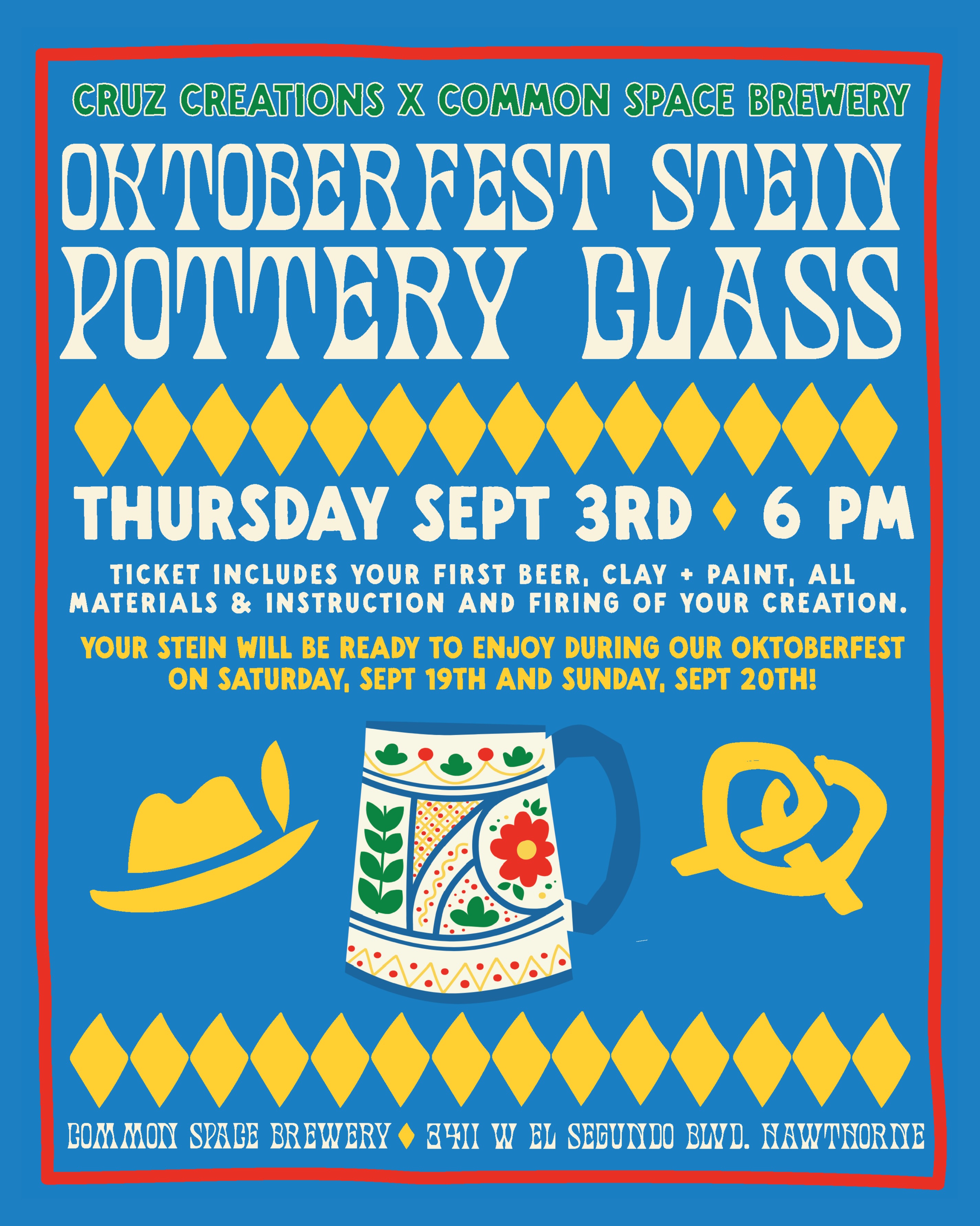 Pottery Oktoberfest Stein Making Class event flyer