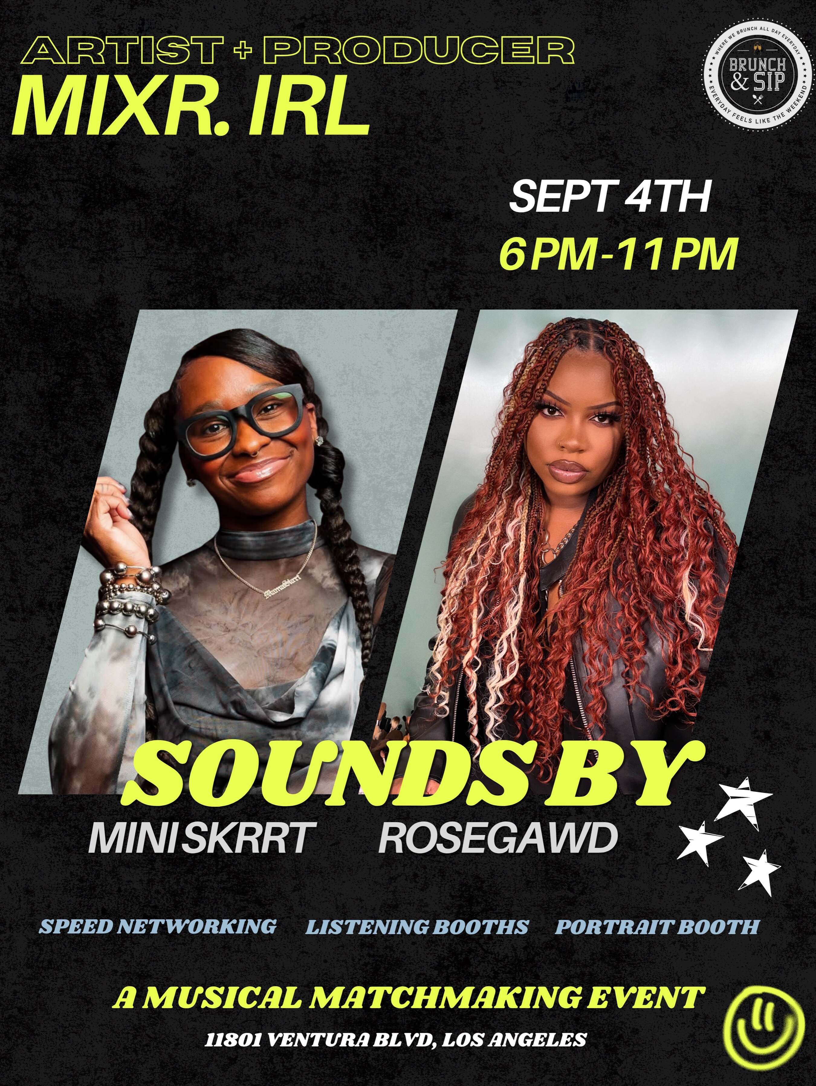 MIXR.irl artist and producer musical matchmaking flyer for September 4