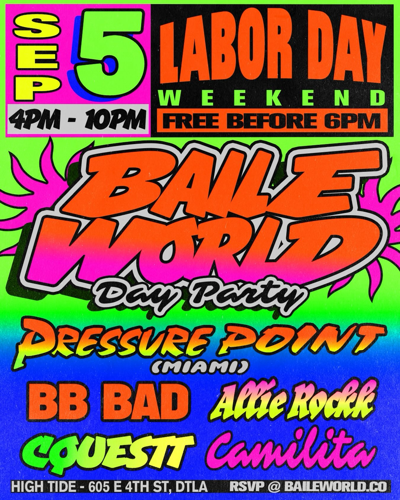 Baile World Labor Day Weekend Day Party event flyer
