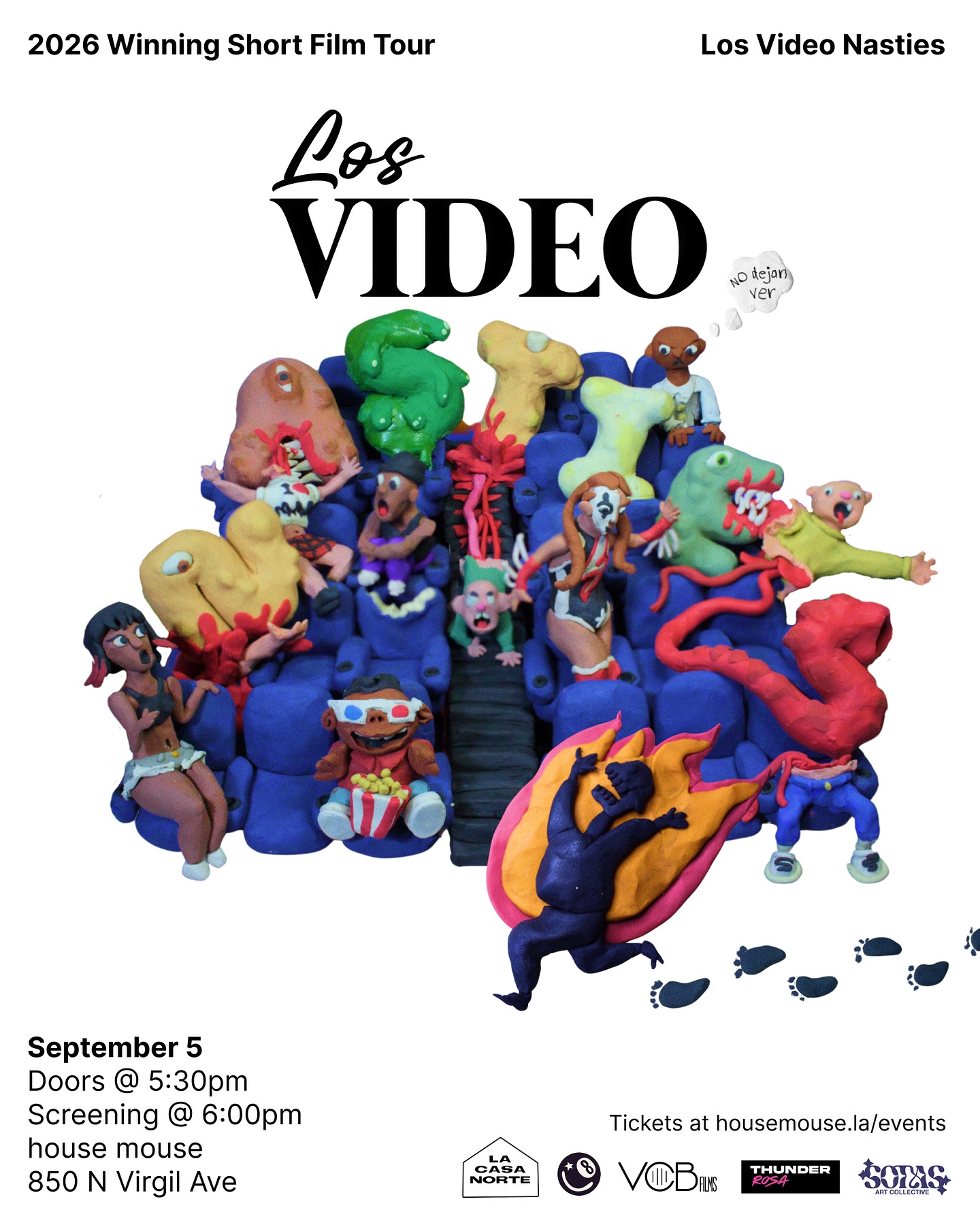 Los Video Nasties 2026 winning short film tour flyer for September 5 at House Mouse