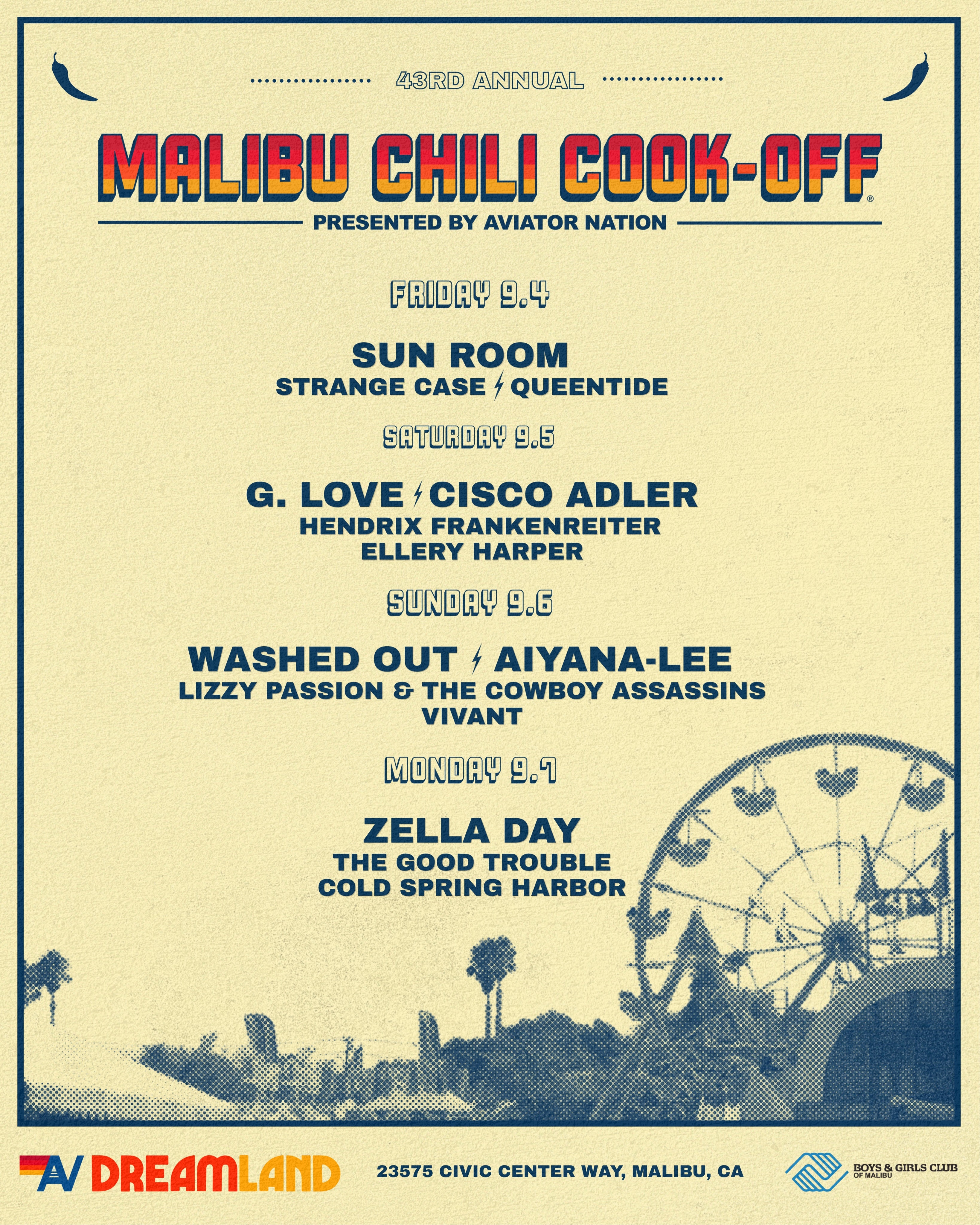 Malibu Chili Cook-Off festival flyer for September 5