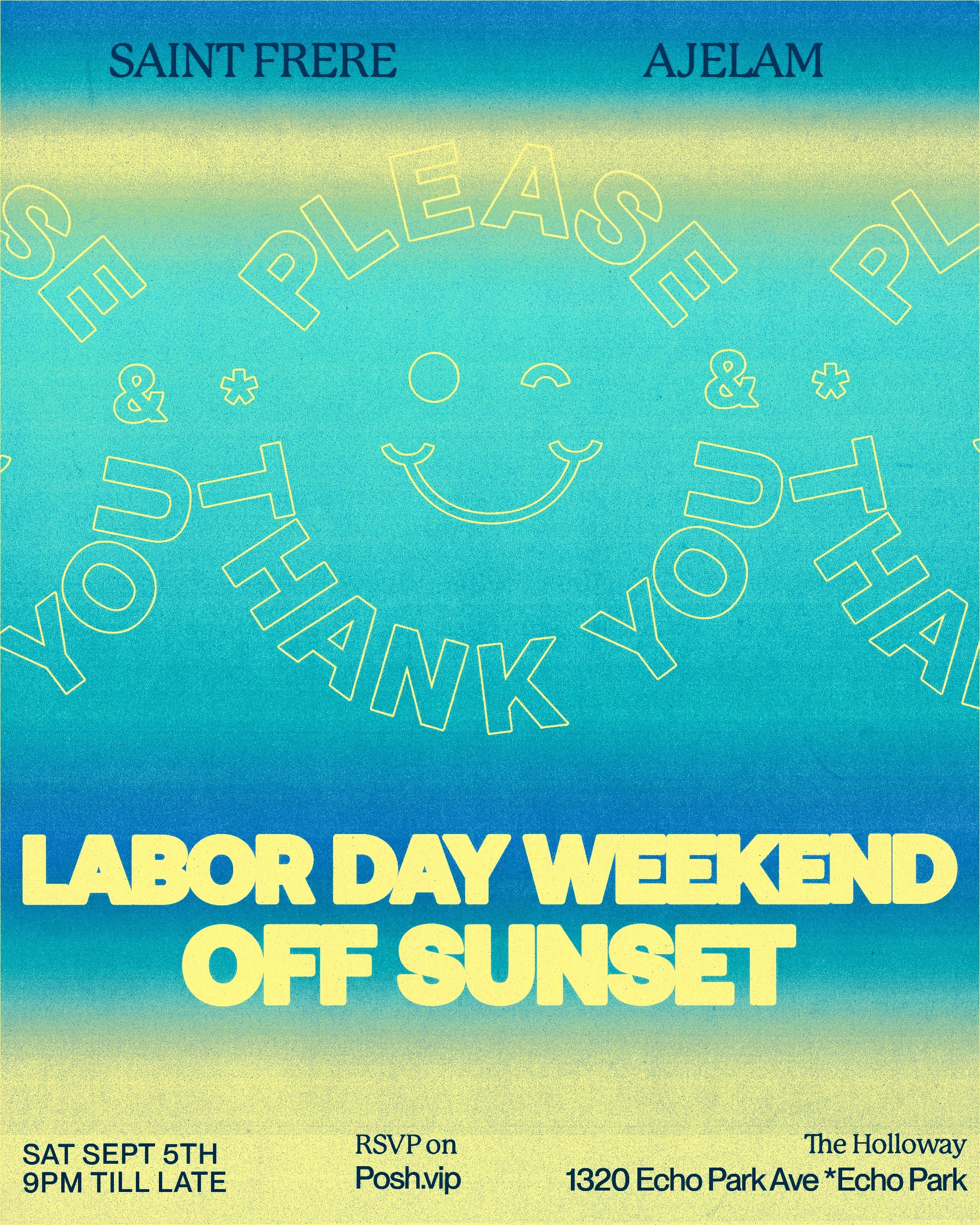 OFF SUNSET Labor Day Weekend party flyer for September 5 at The Holloway