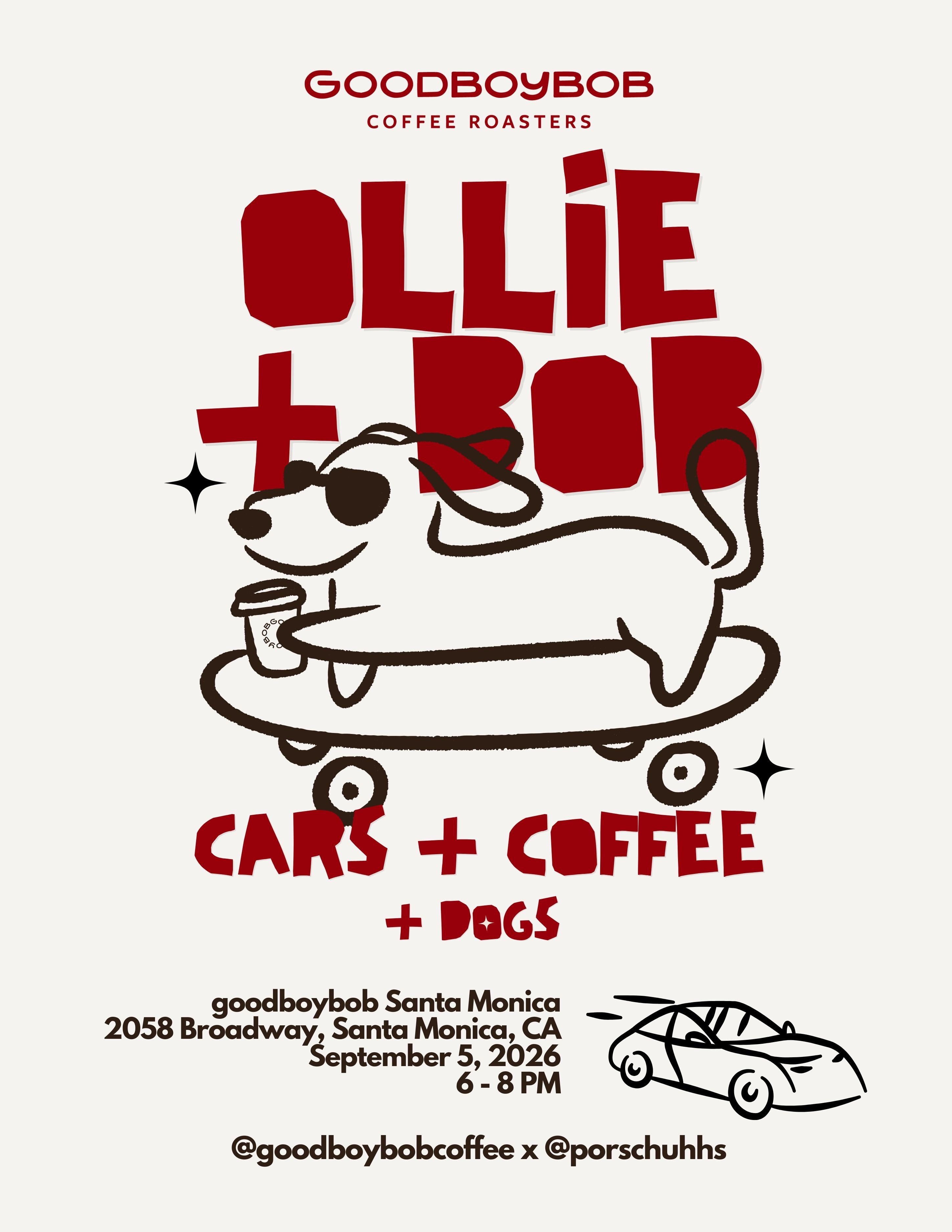 Ollie + Bob n’ Cars: Cars, Coffee, & Dogs flyer