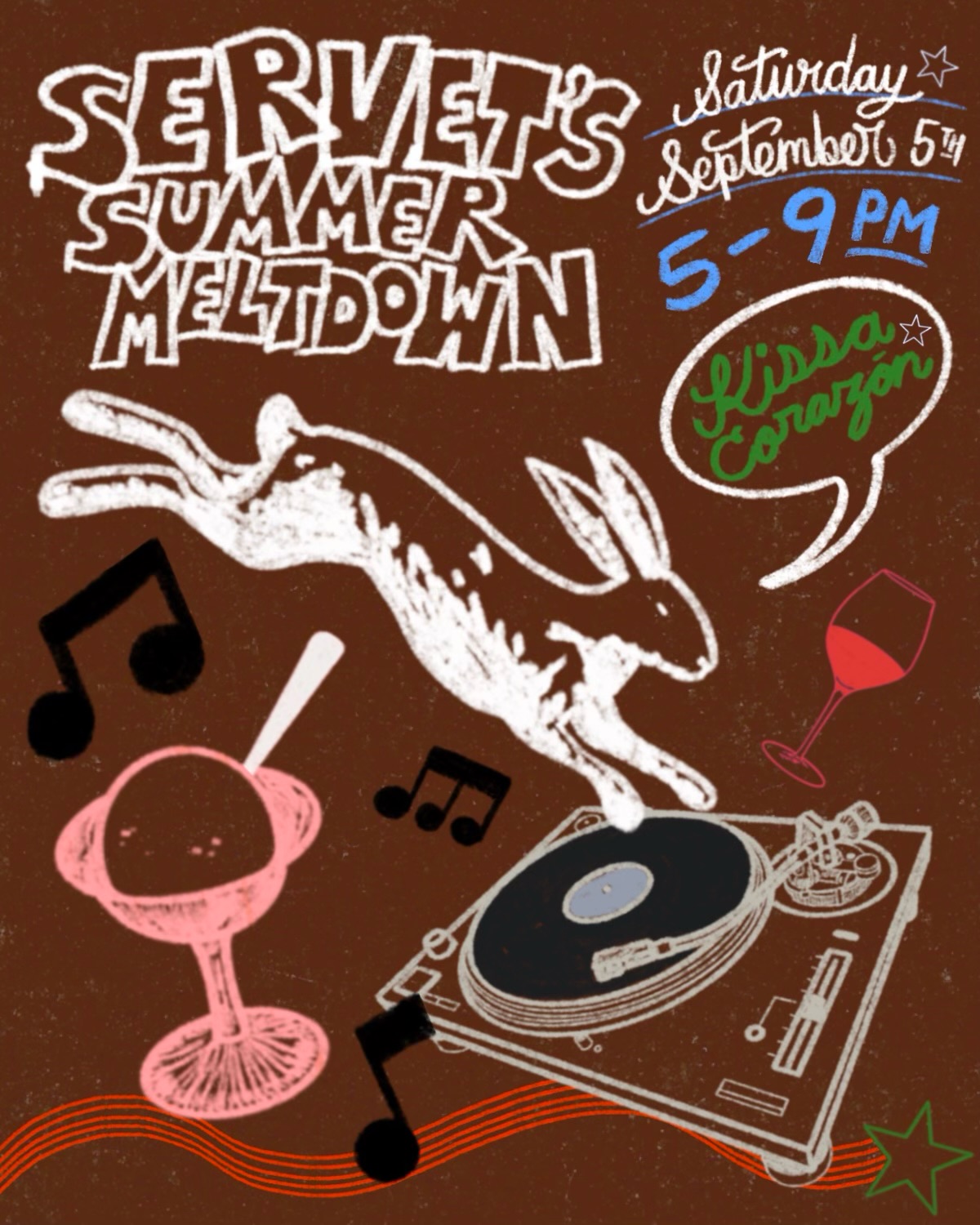 Servet's Summer Meltdown flyer for September 5 at Kissaten Corazón