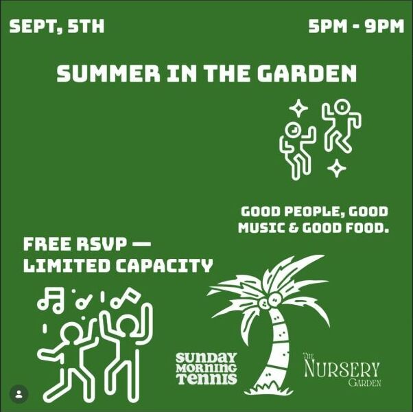 Summer in the Garden free RSVP flyer for September 5