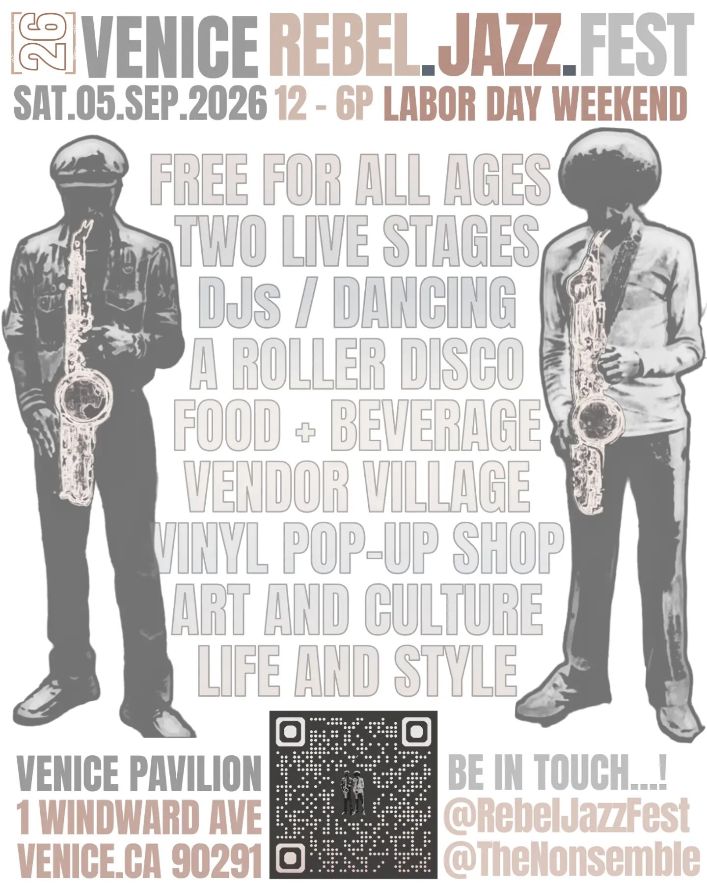 Venice Rebel Jazz Fest flyer for September 5 at the Venice Pavilion