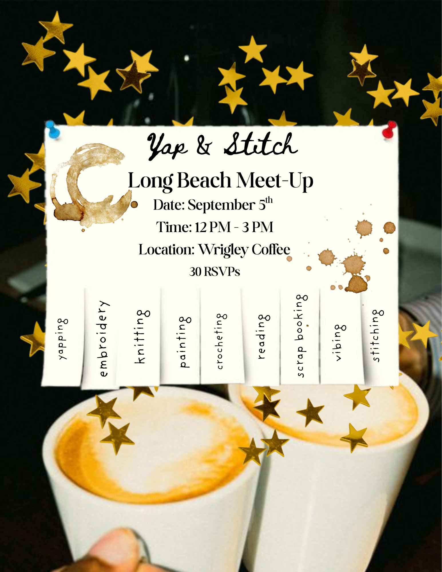 Yap & Stitch: Long beach Meet-up flyer