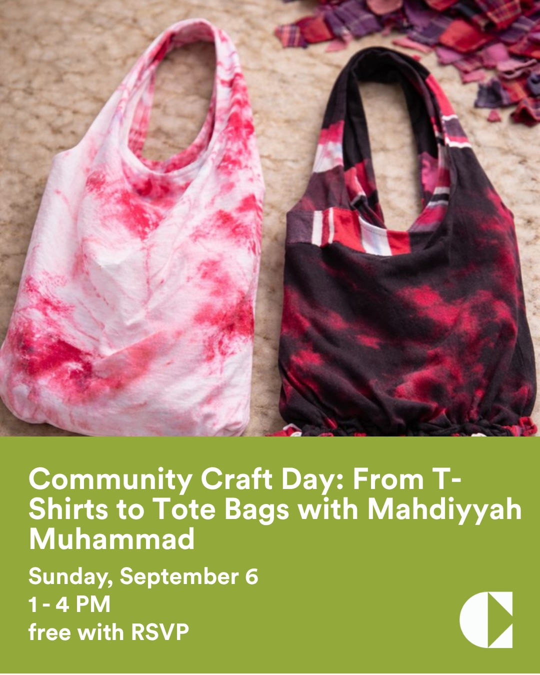 Community Craft Day: T-Shirts to Tote Bags event flyer