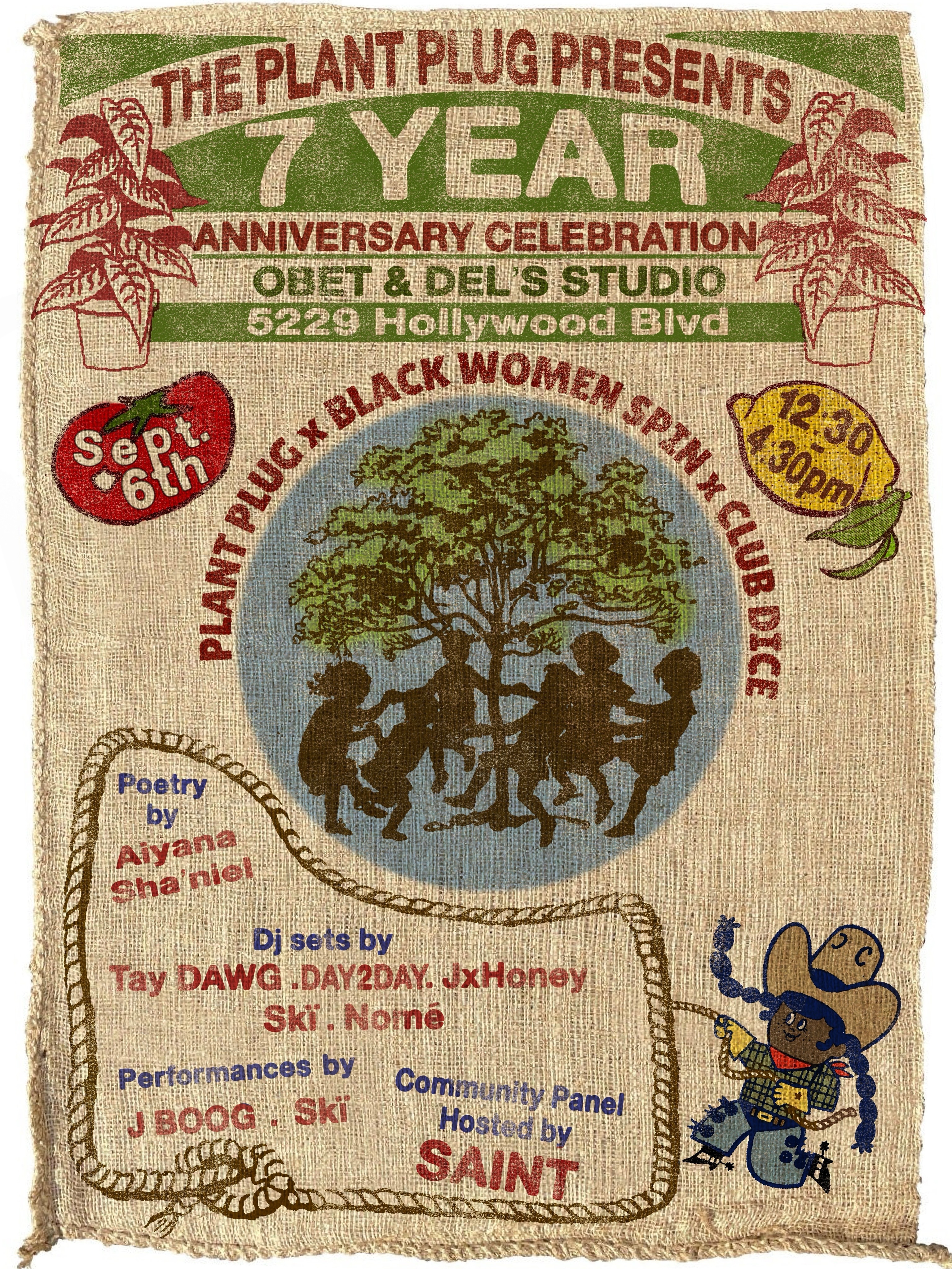 The Plant Plug seventh anniversary flyer at Obet and Del's Studio