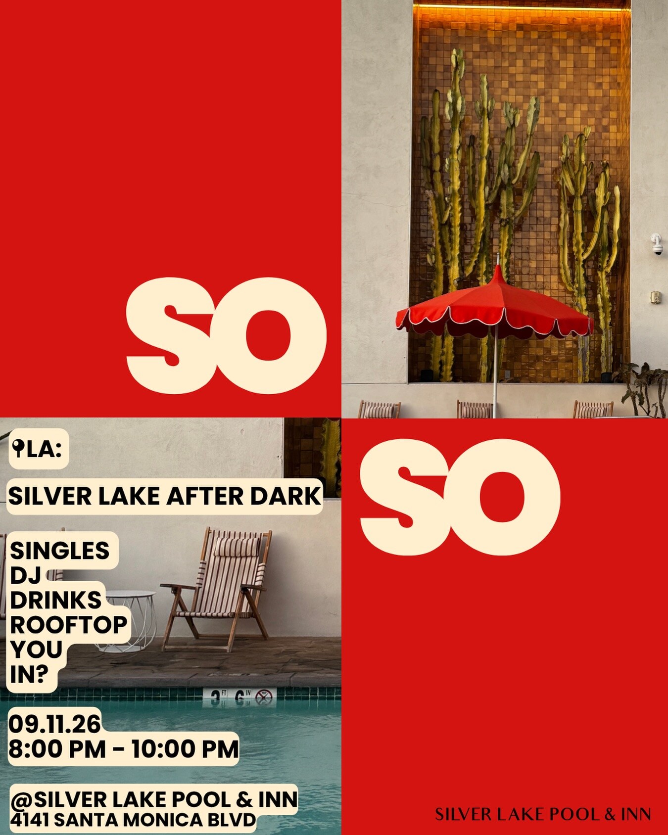 SoSo Club Silver Lake After Dark singles rooftop event flyer for September 11