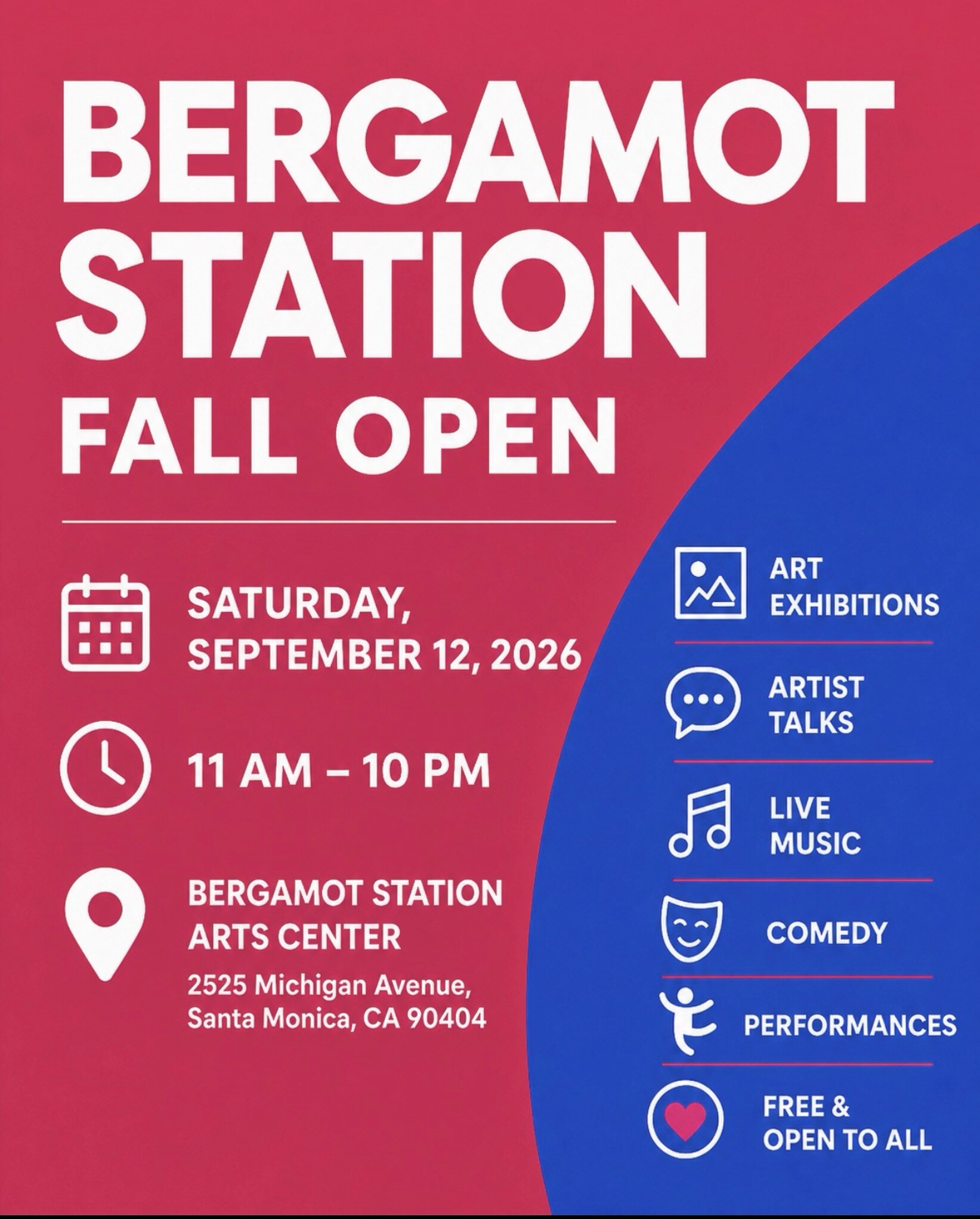 Bergamot Station Fall Open House flyer for September 12 in Santa Monica