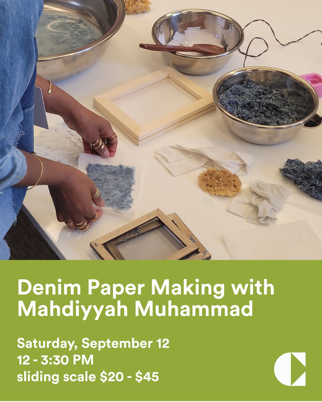Denim Paper Making with Mahdiyyah Muhammad event flyer