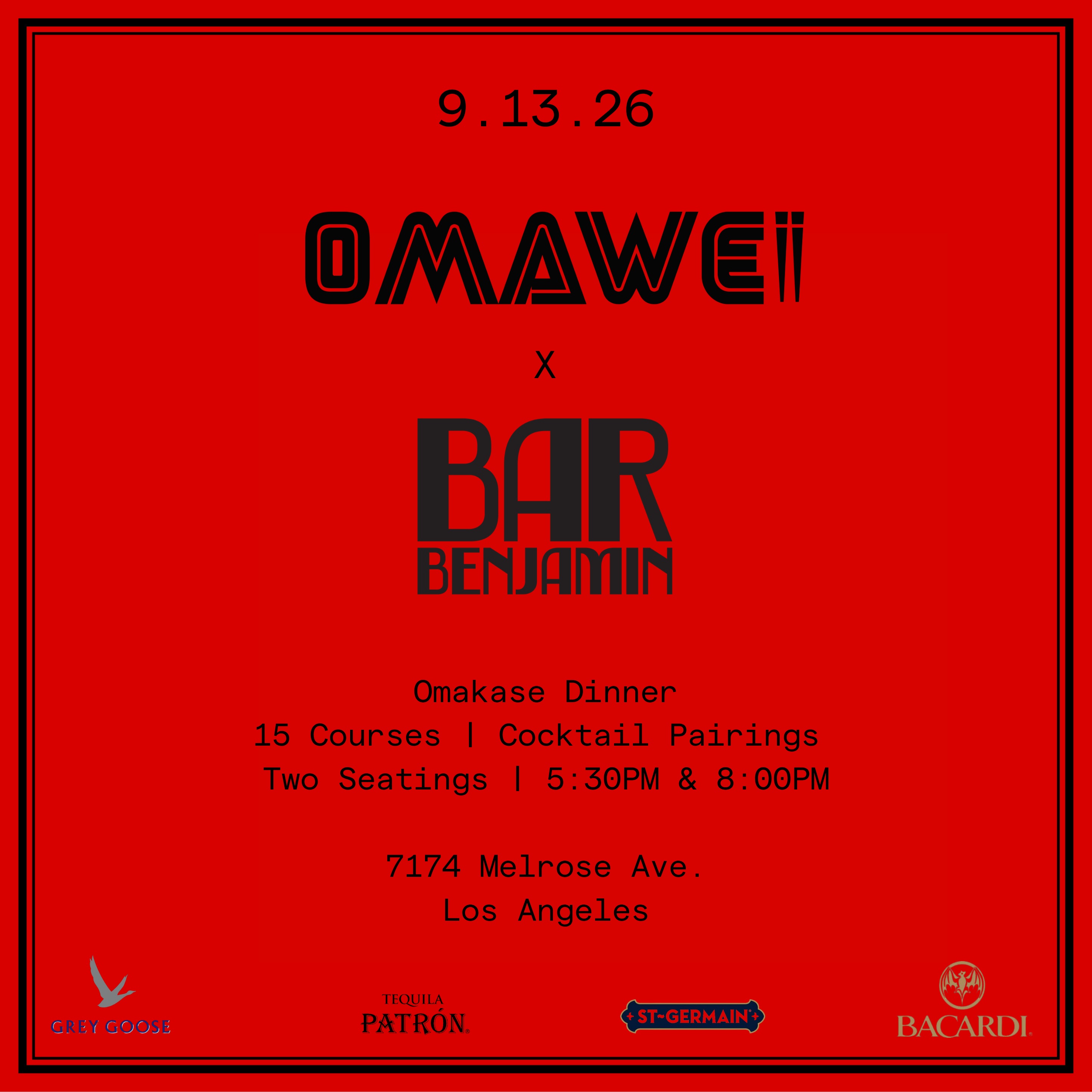 Bar Benjamin Omakase with Chef Wei Chen event flyer