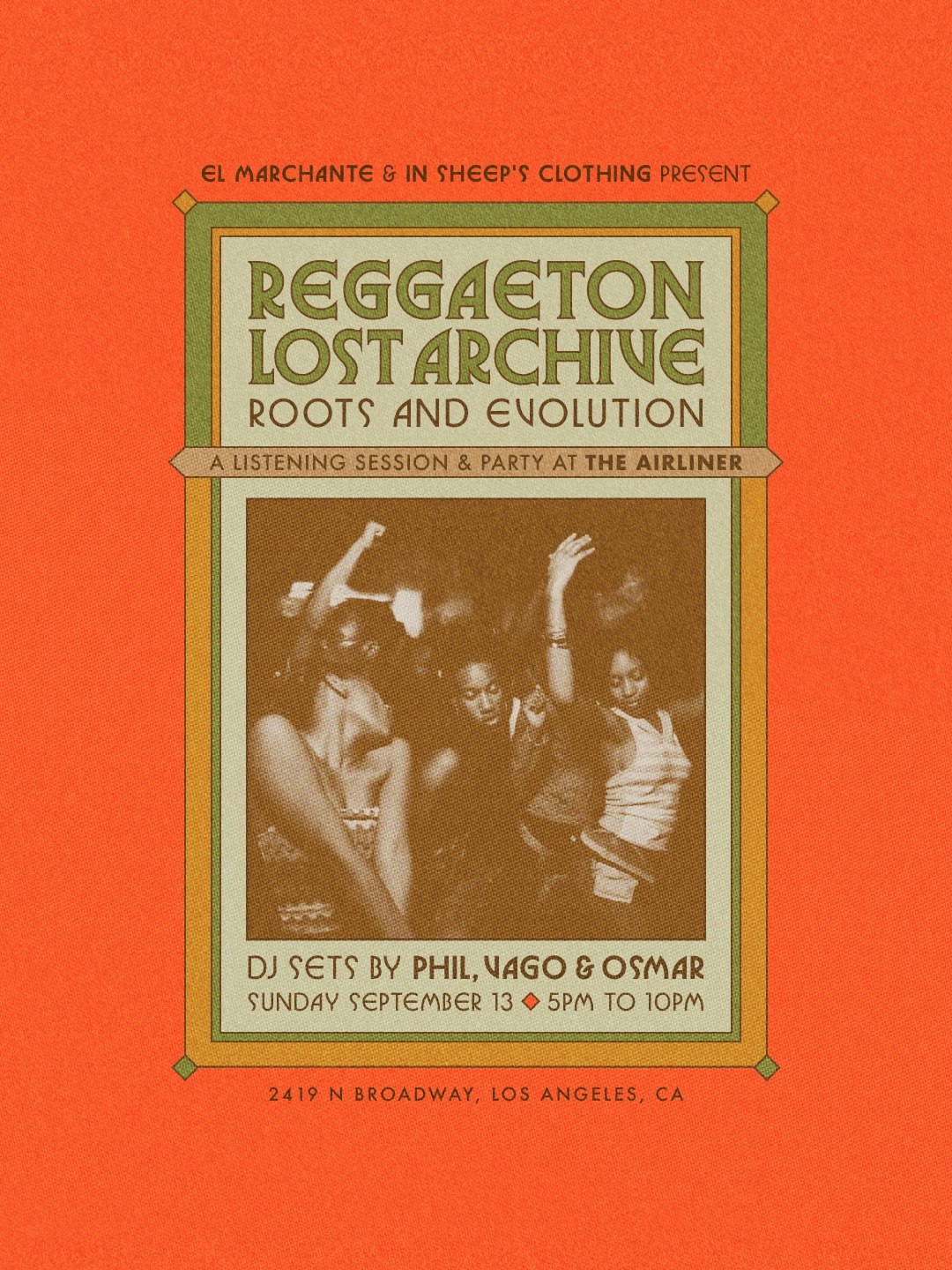 Reggaeton Lost Archive listening session and party flyer for September 13, 2026 at The Airliner