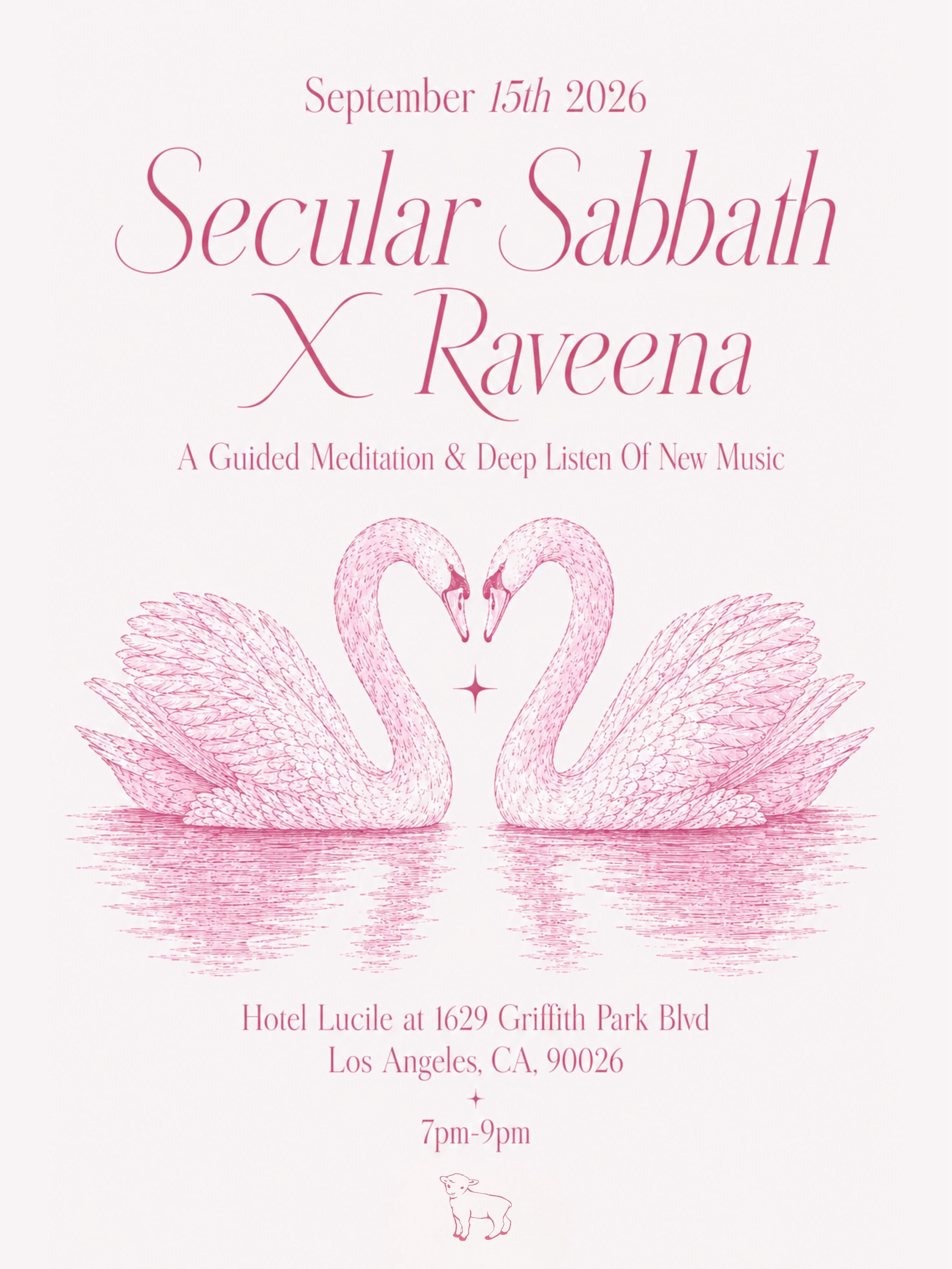 Secular Sabbath and Raveena guided meditation and deep listen flyer for September 15