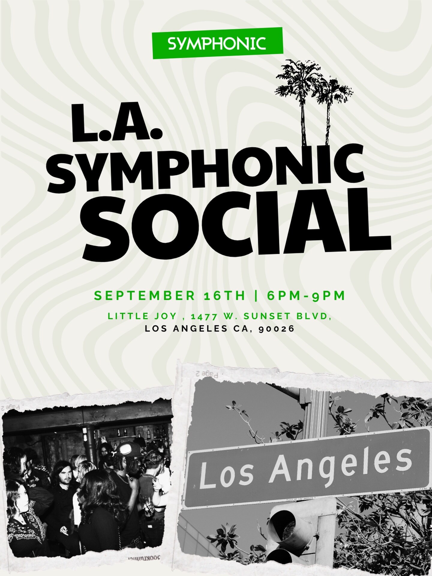 L.A. Symphonic Social flyer for September 16 from 6 to 9 p.m. at Little Joy