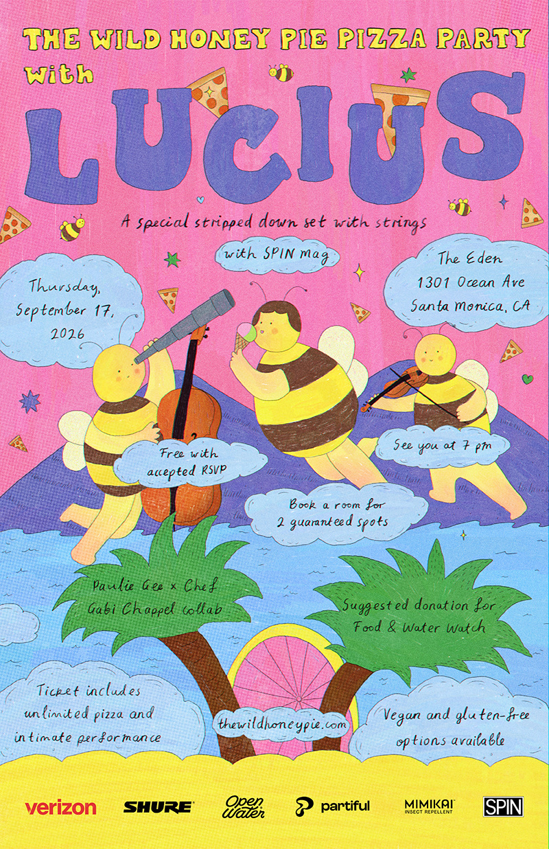 The Wild Honey Pie Pizza Party with Lucius flyer