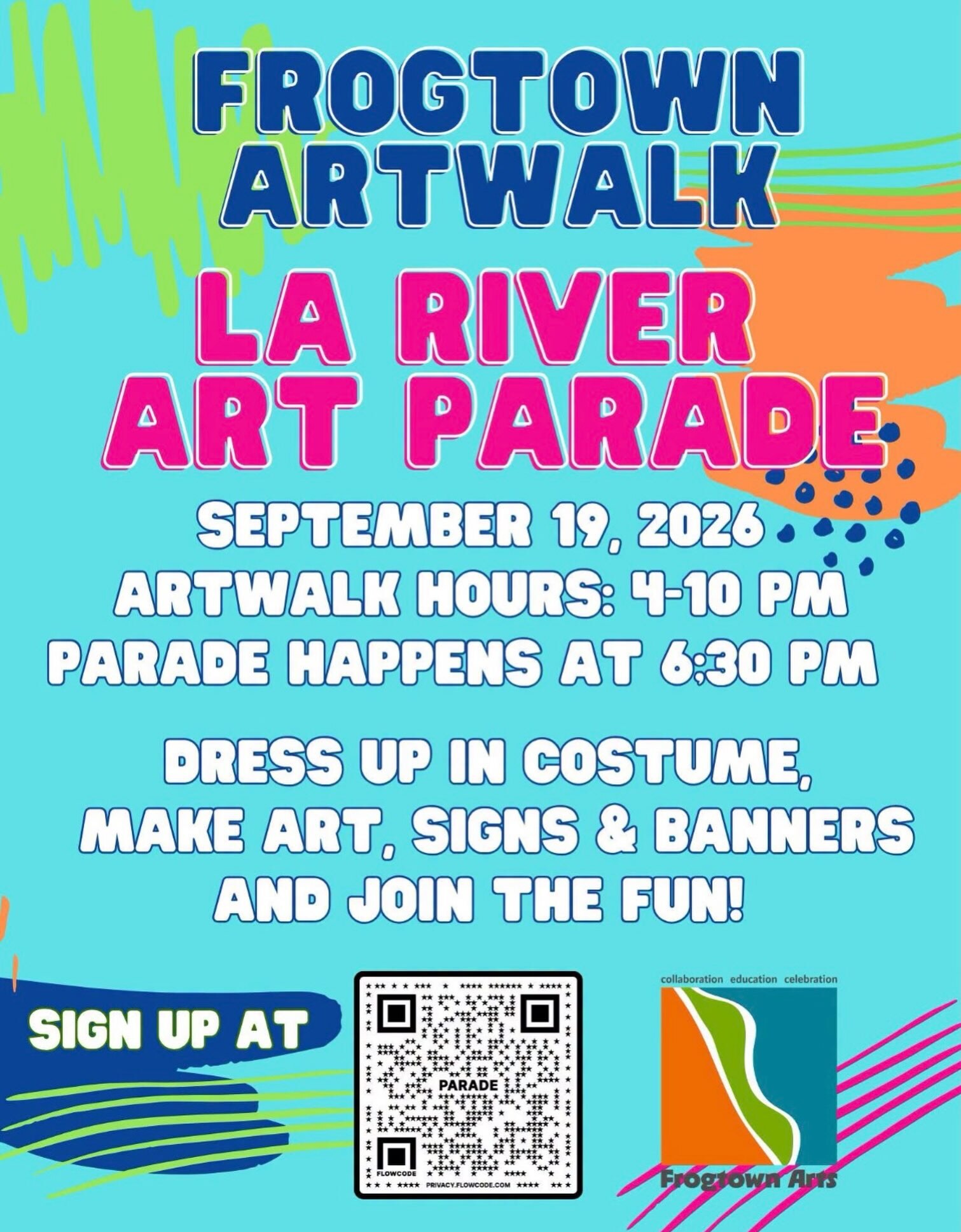 LA River Art Parade flyer for September 19 during the Frogtown Artwalk