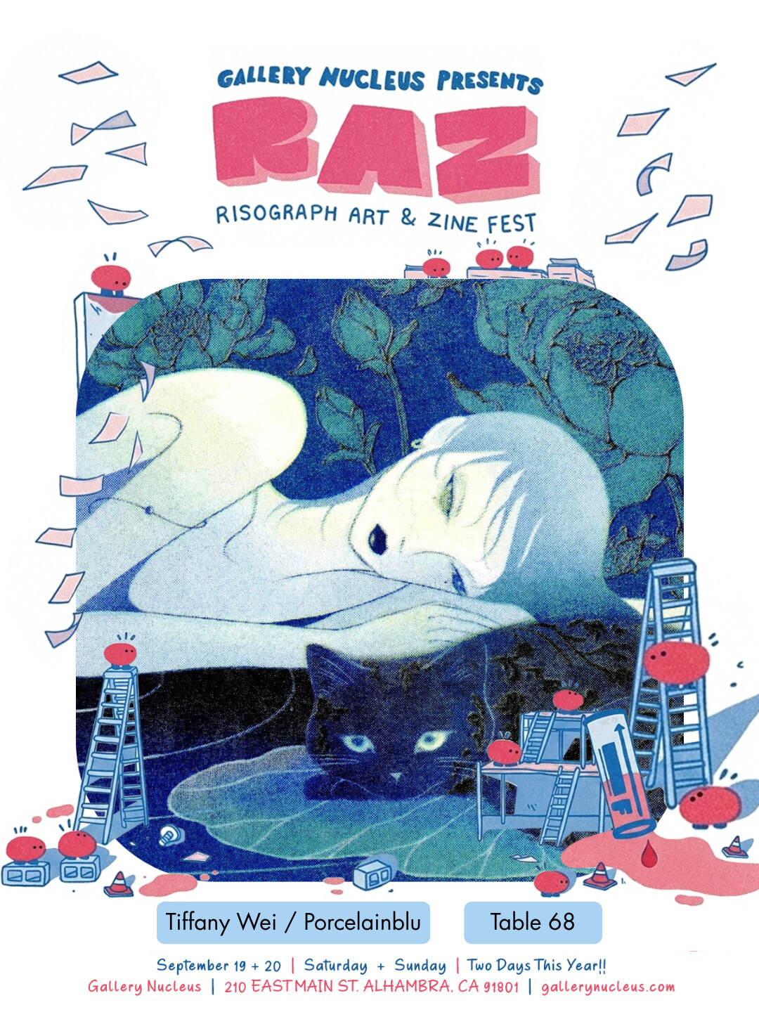 Riso Art and Zine Fest 2026 flyer for September 19 and 20 at Gallery Nucleus