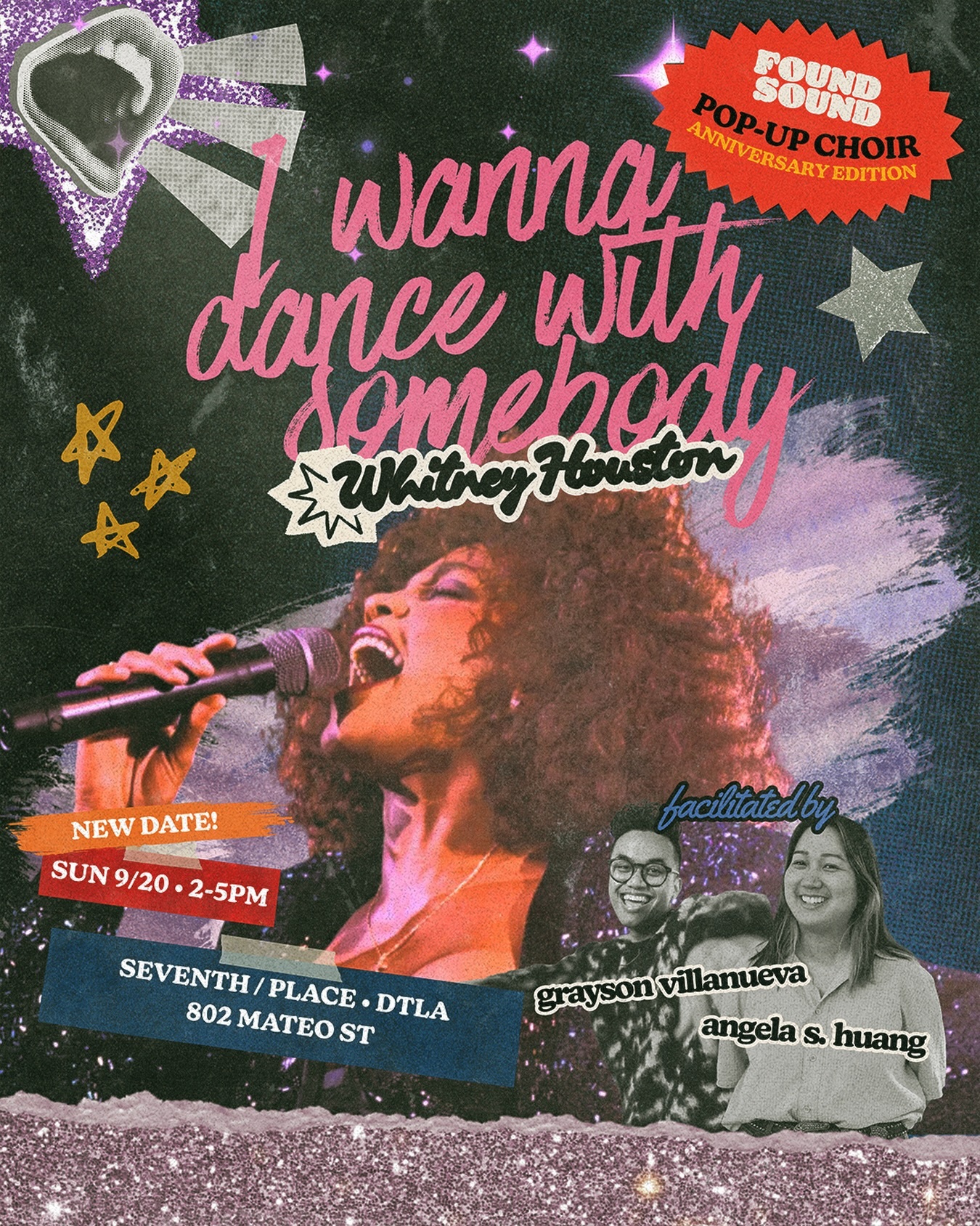Found Sound I Wanna Dance with Somebody pop-up choir flyer for September 20 at Seventh Place