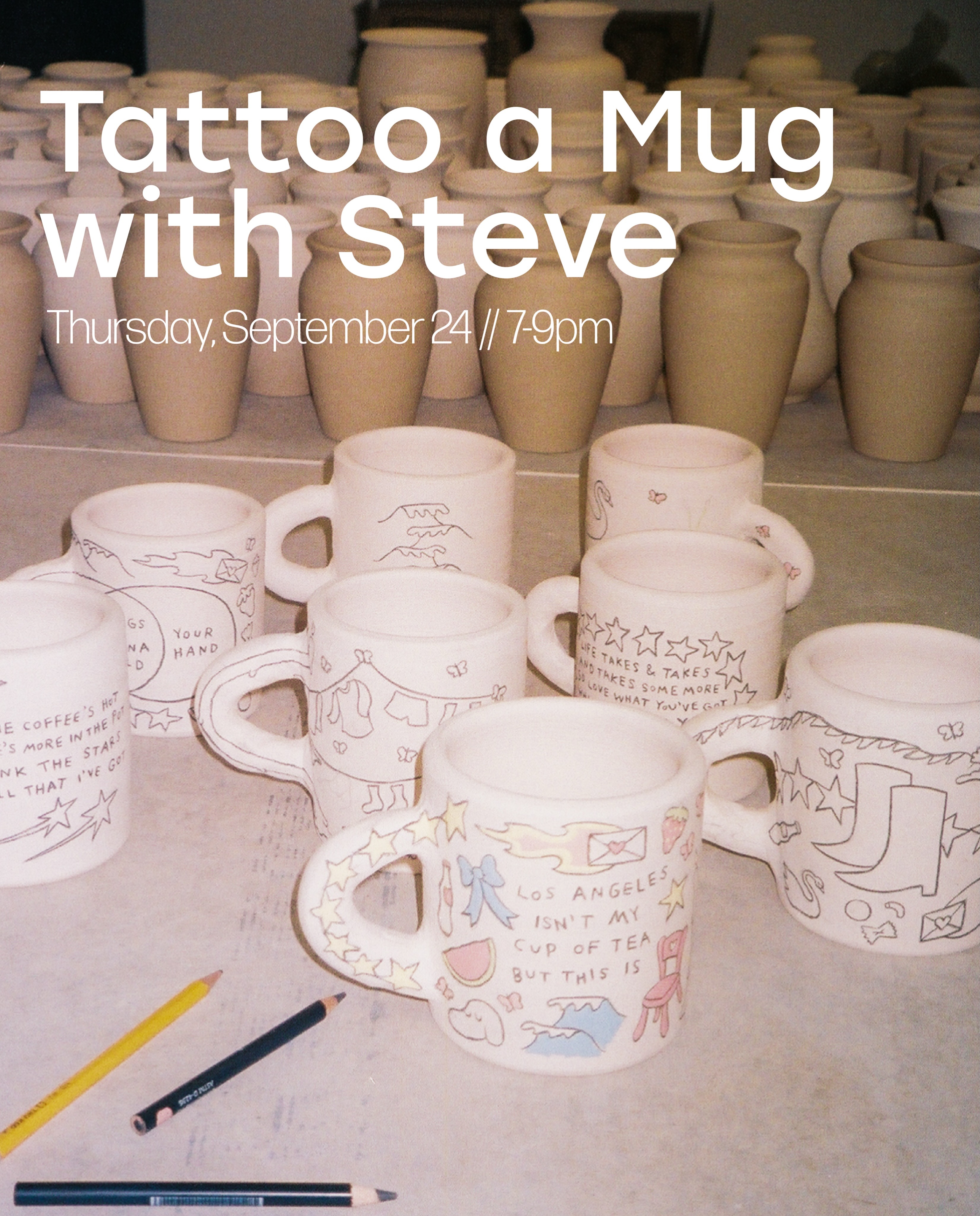 Tattoo a Mug with Steve Stringer workshop flyer at Steve's Backhouse