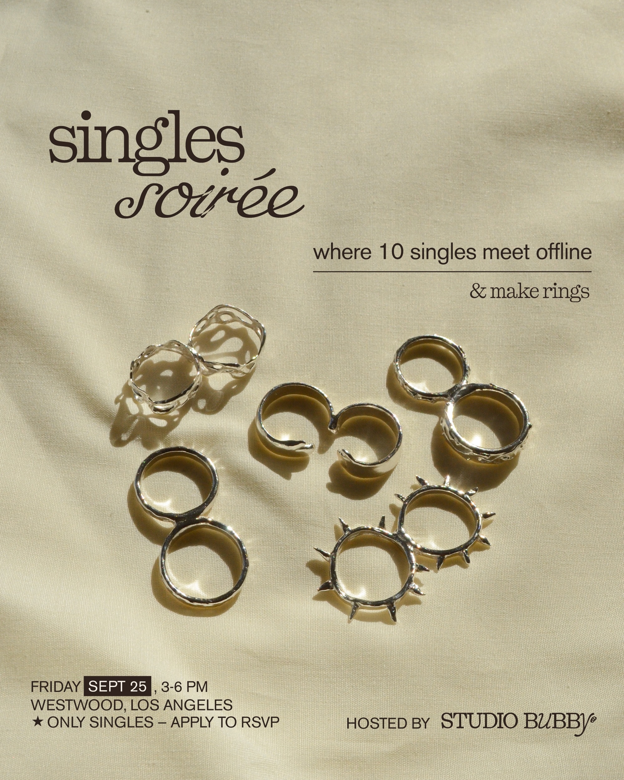 Studio Bubby Singles Soiree flyer for September 25