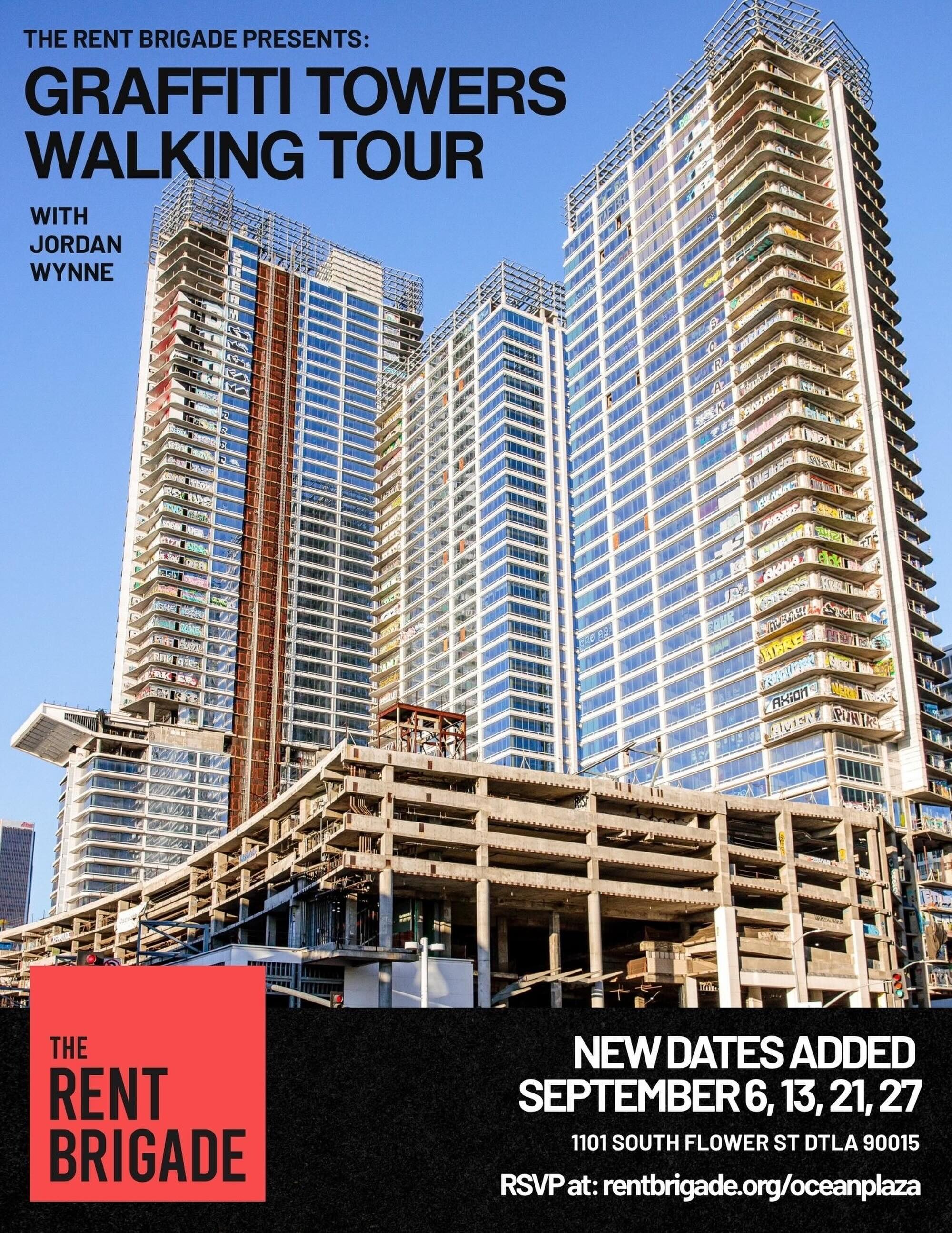 Graffiti Towers Walking Tour flyer for 2026-09-27 with the Rent Brigade