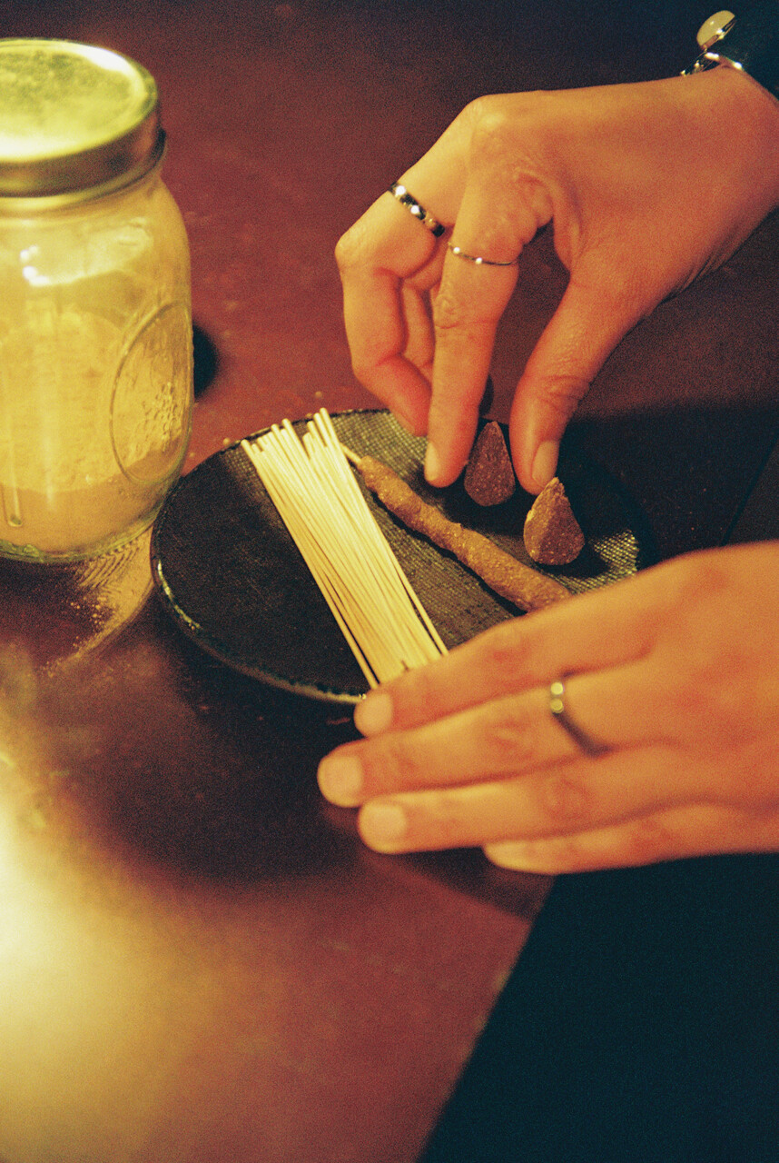 Incense being prepared for the Earth and Ember workshop at House Mouse