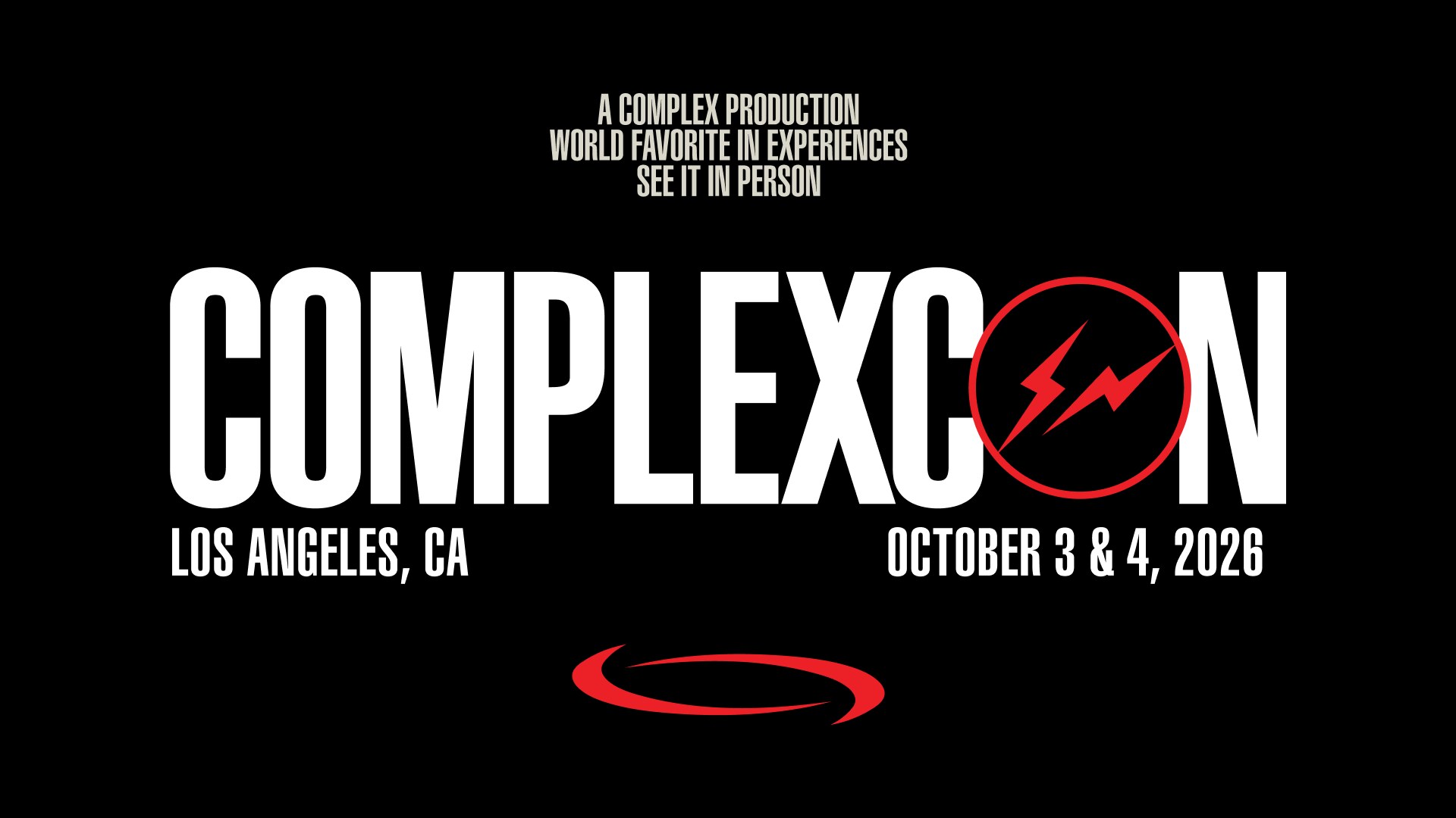 ComplexCon 2026 key art for the two day festival at the Los Angeles Convention Center, 1201 S Figueroa St, October 3 and 4.