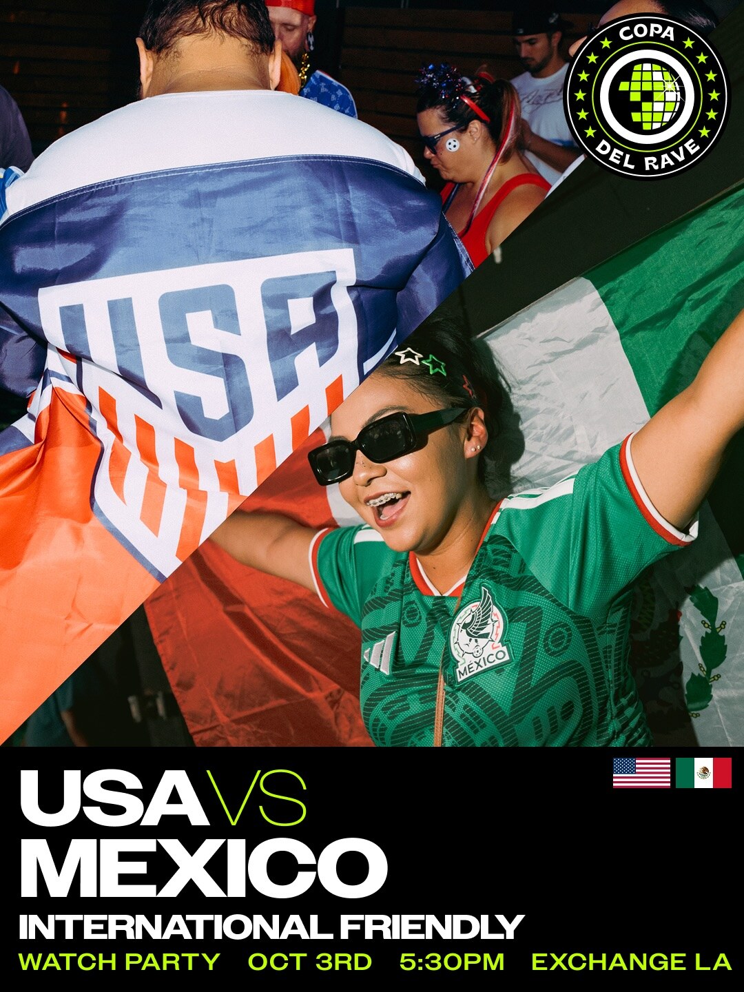 Copa del Rave USA versus Mexico flyer for October 3 at Exchange LA