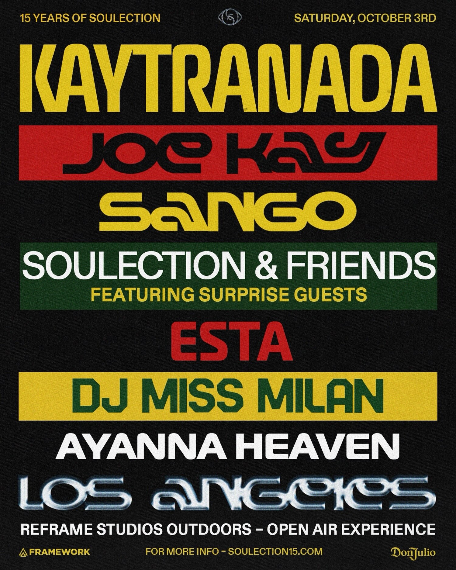 Kaytranada and Soulection 15-year anniversary lineup flyer for October 3