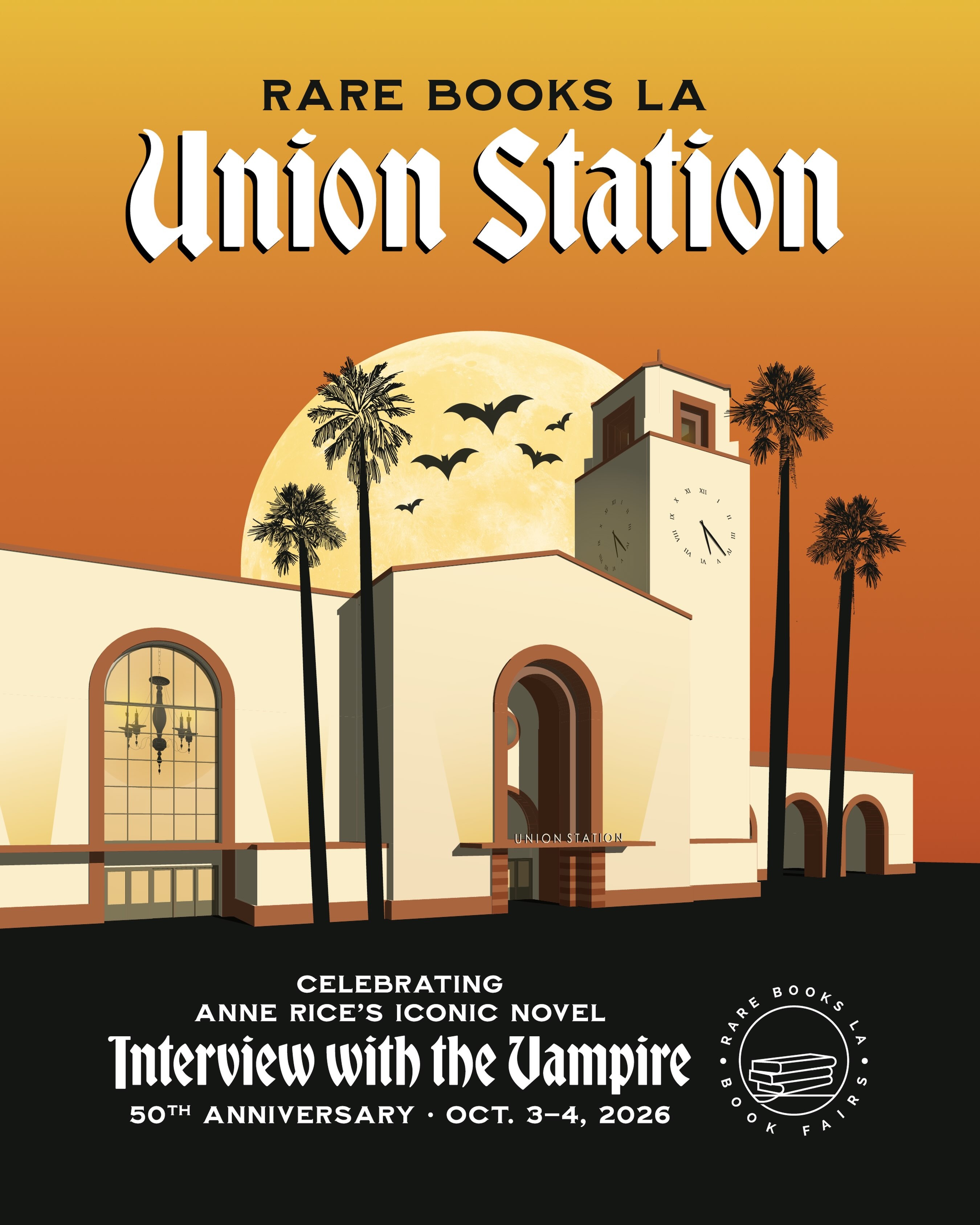 Rare Books LA Union Station fair flyer for October 4