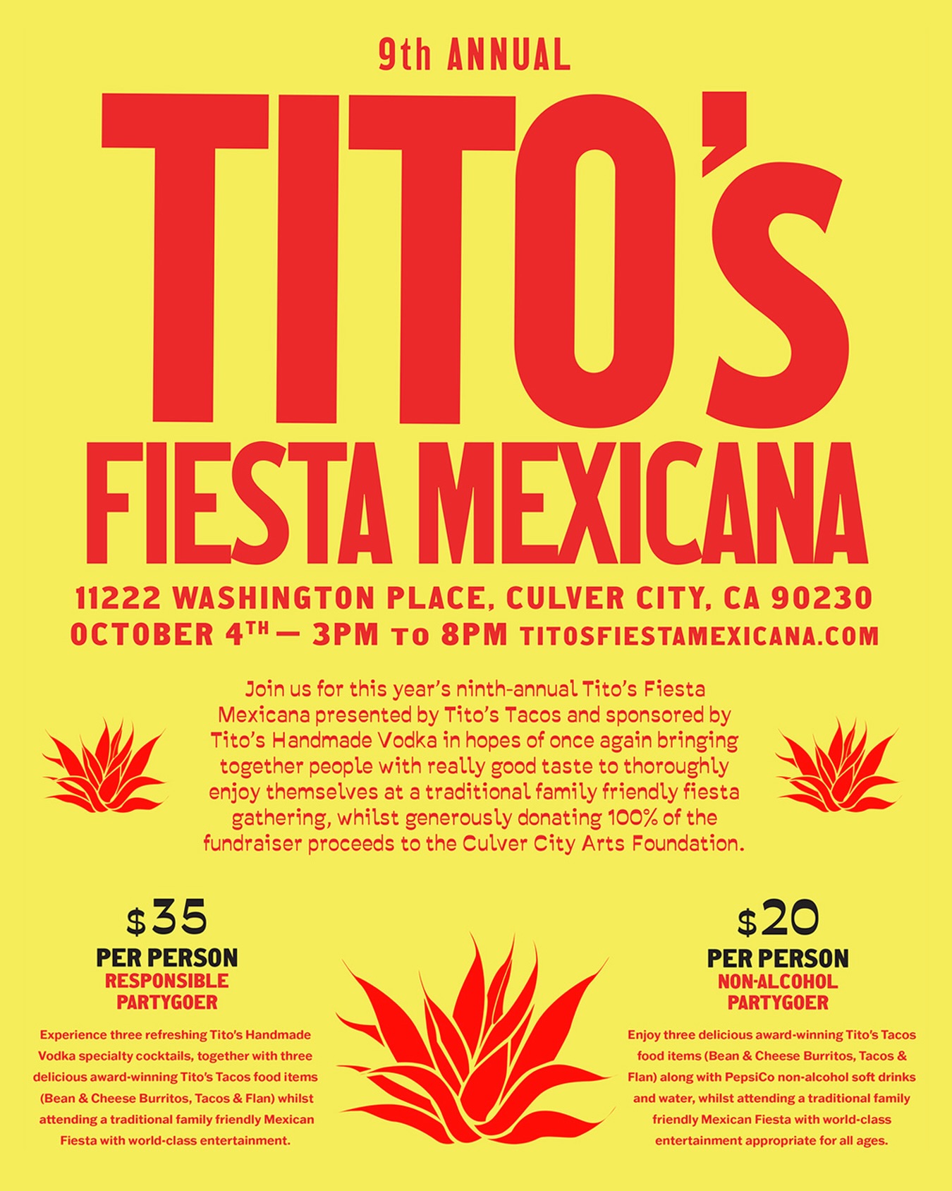 Ninth annual Tito's Fiesta Mexicana flyer for October 4 in Culver City