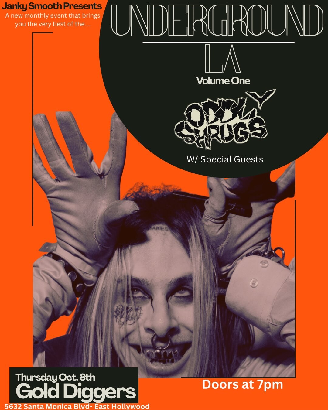 L.A. Underground Volume One flyer with Oddly Shrugs at Gold-Diggers on October 8