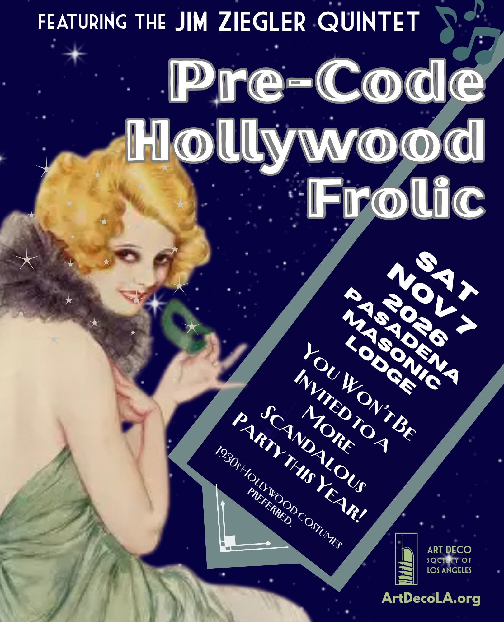 Pre-Code Hollywood Frolic event flyer