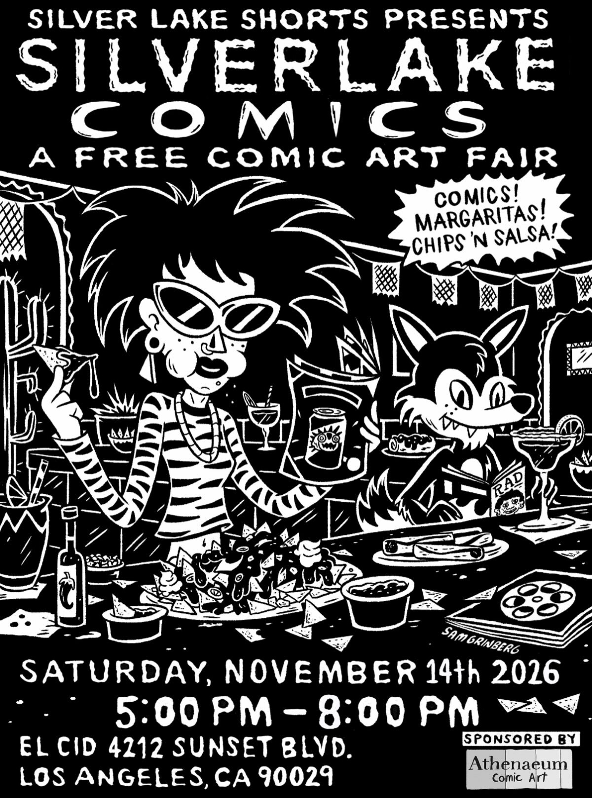 Silver Lake Comics free comic art fair flyer for November 14 at El Cid