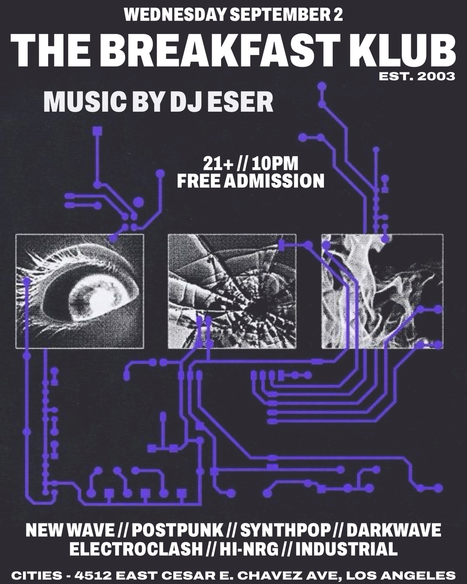 Breakfast Klub flyer for DJ Eser at Cities Restaurant