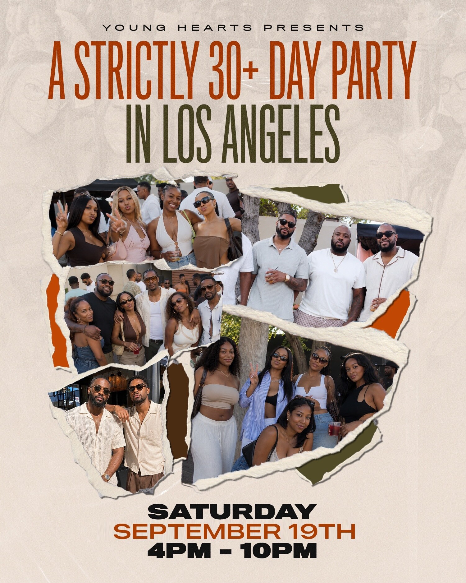 Young Hearts strictly 30+ day party flyer for September 19 in Los Angeles